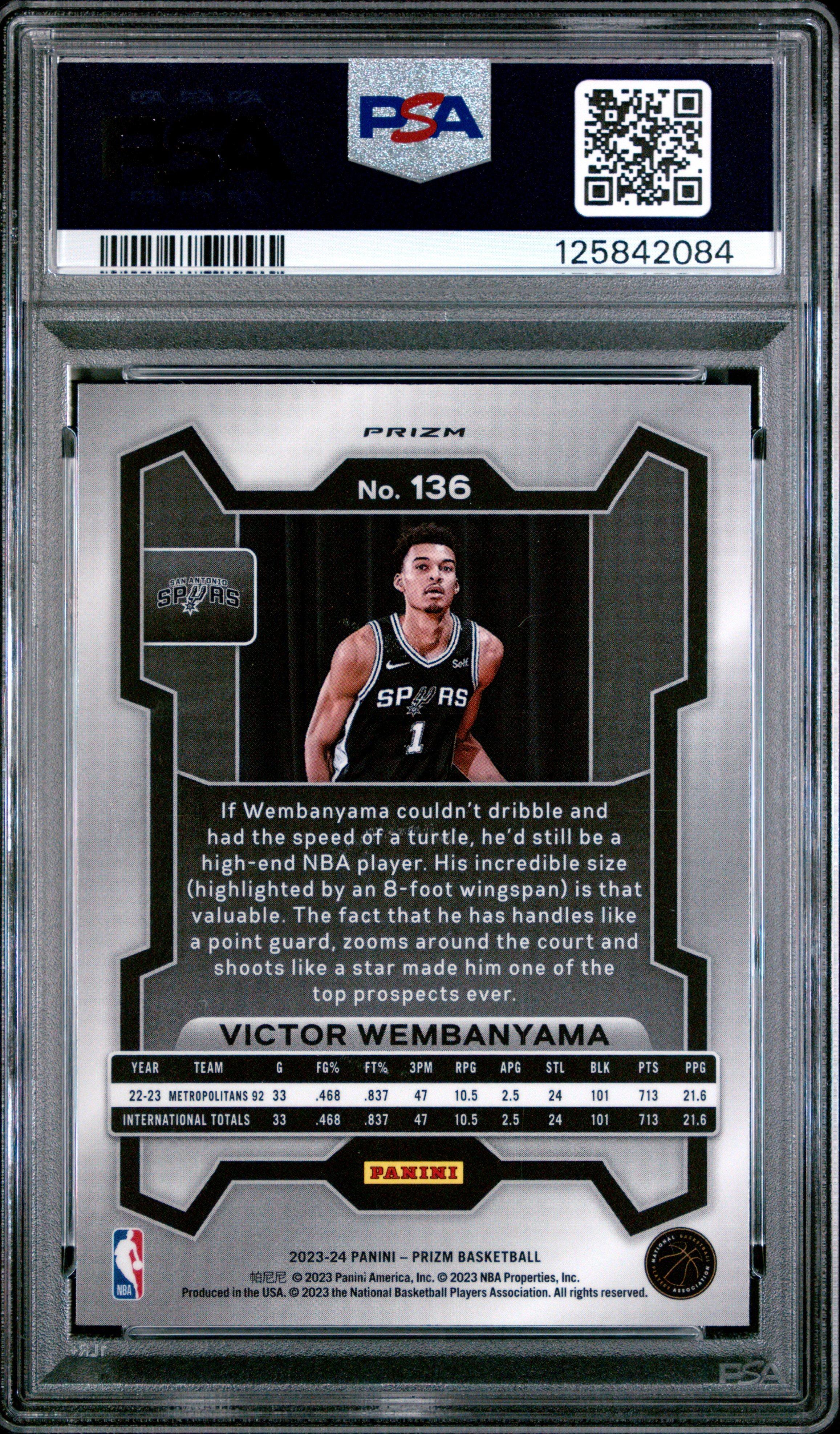 2023 Panini Prizm 136 Victor Wembanyama Ice PSA