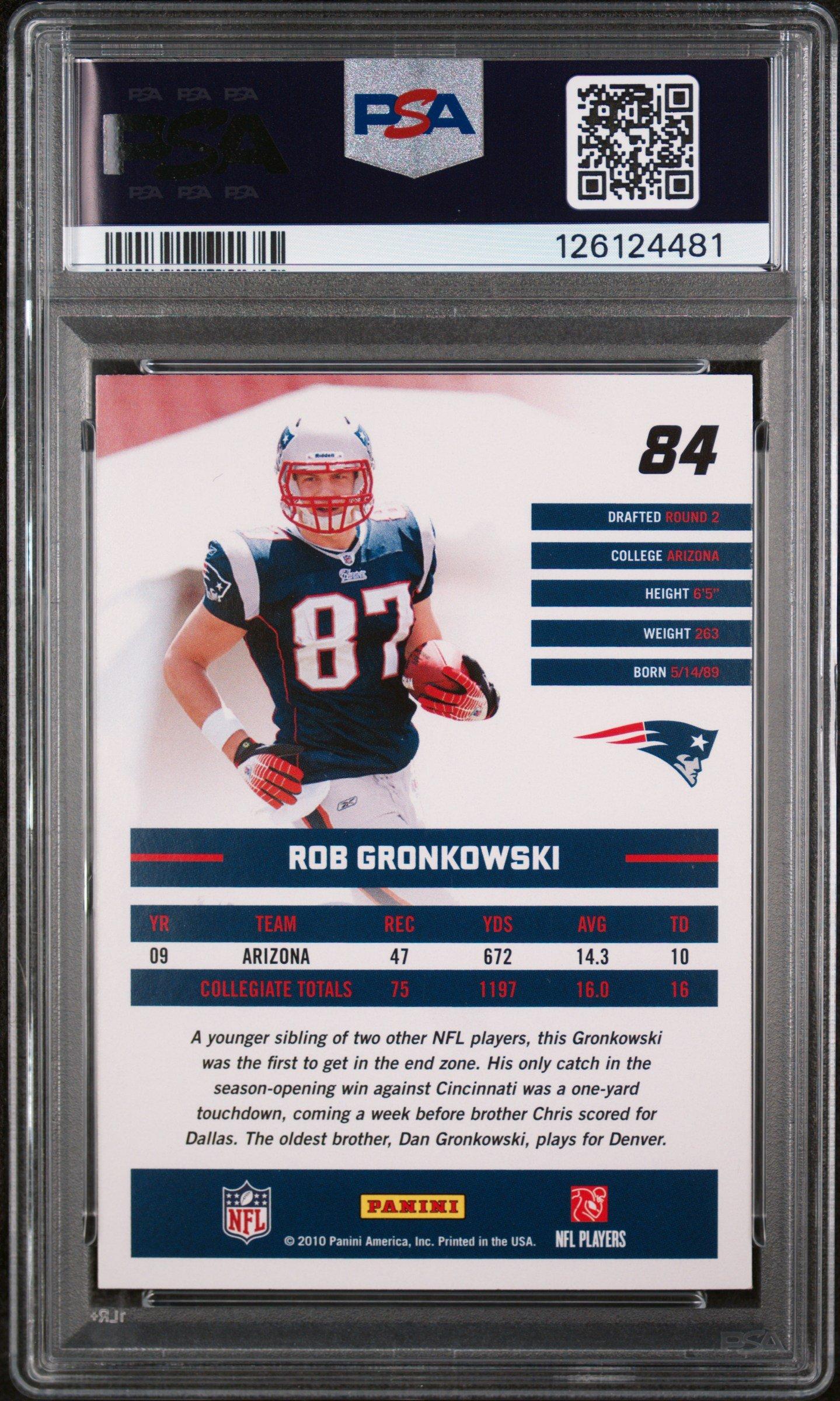 2010 Donruss Rated Rookies 84 Rob Gronkowski PSA 9