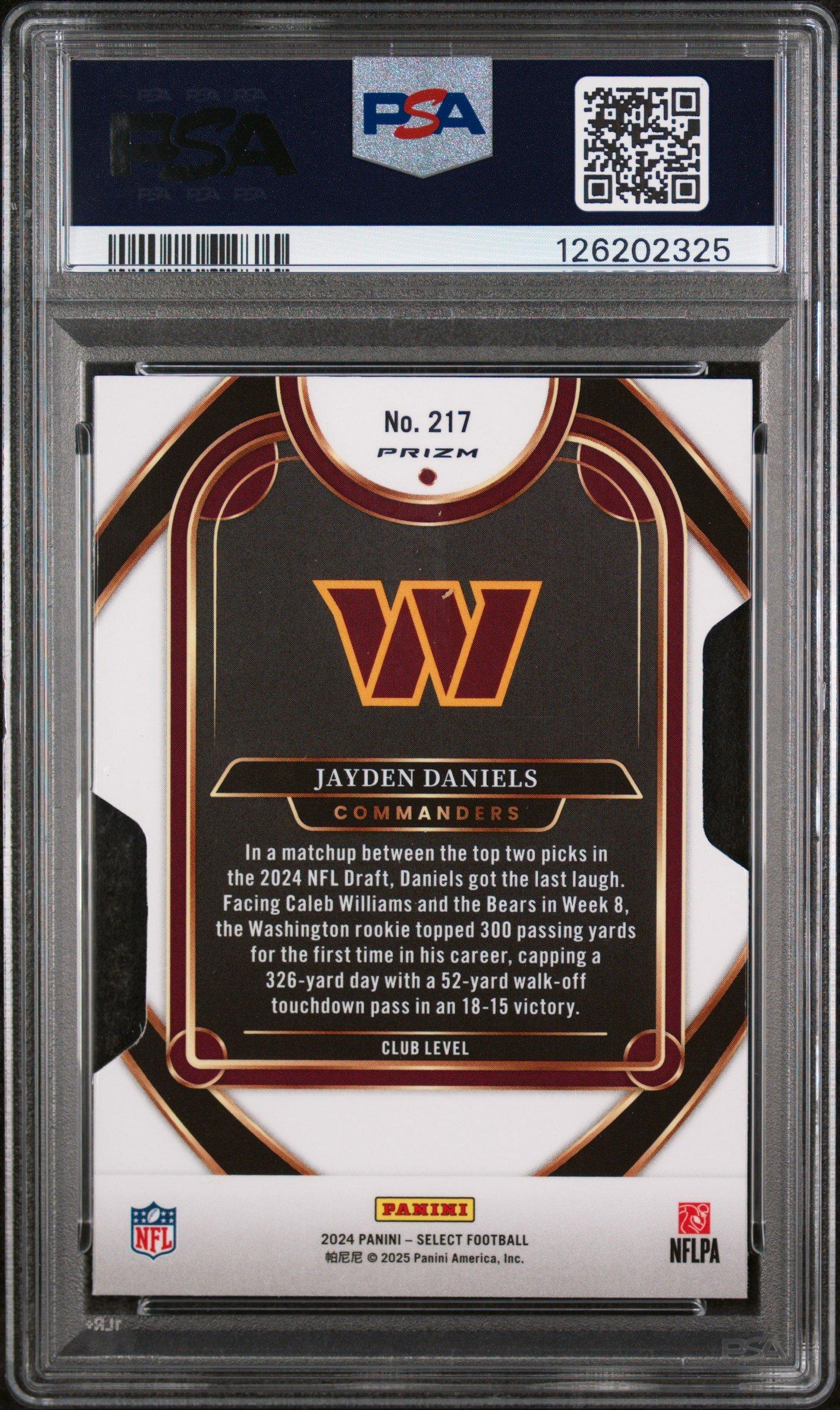 2024 Panini Select 217 Jayden Daniels Die-cut Silver Prizm PSA 9