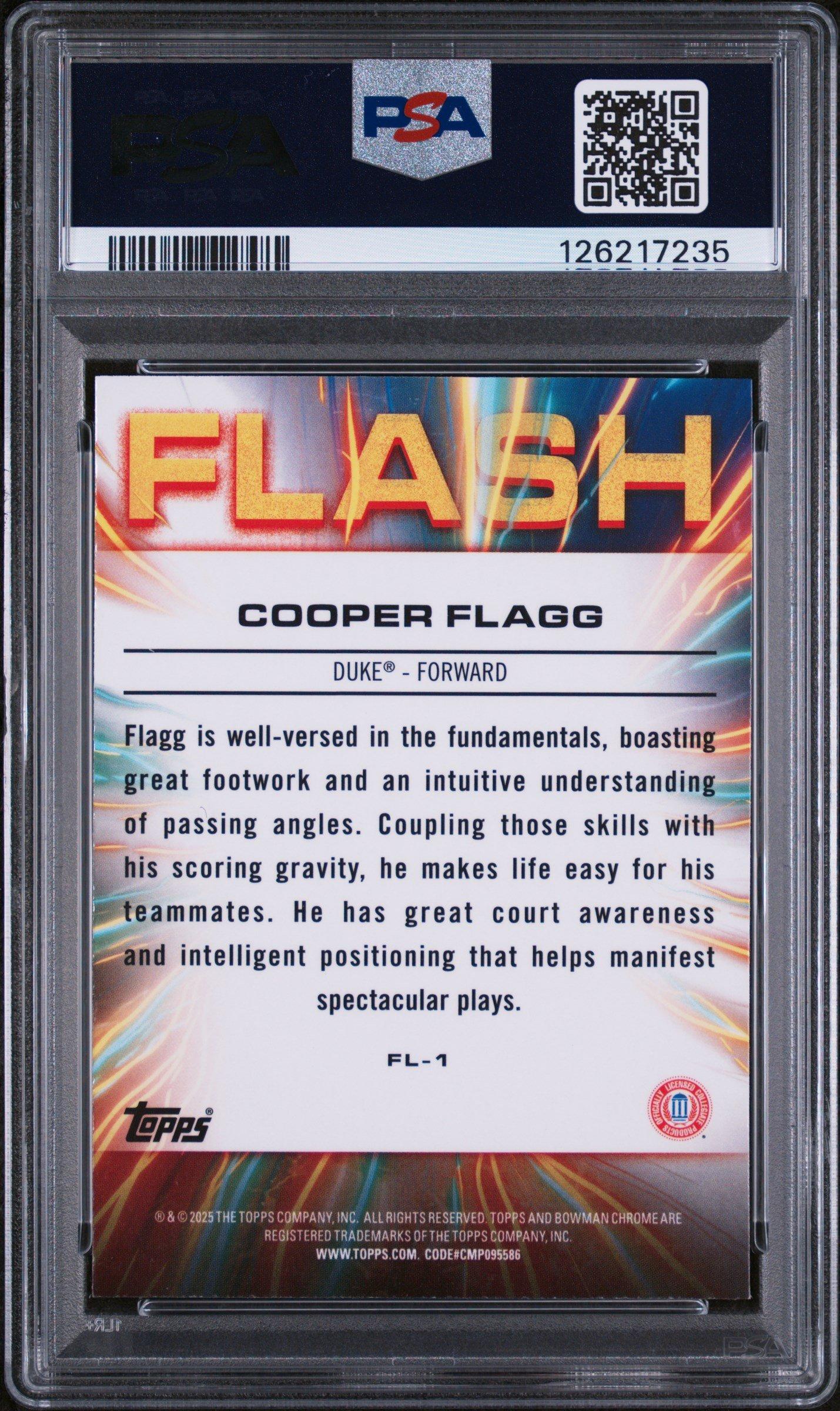 2024 Bowman Chrome University Flash Fl1 Cooper Flagg PSA 10