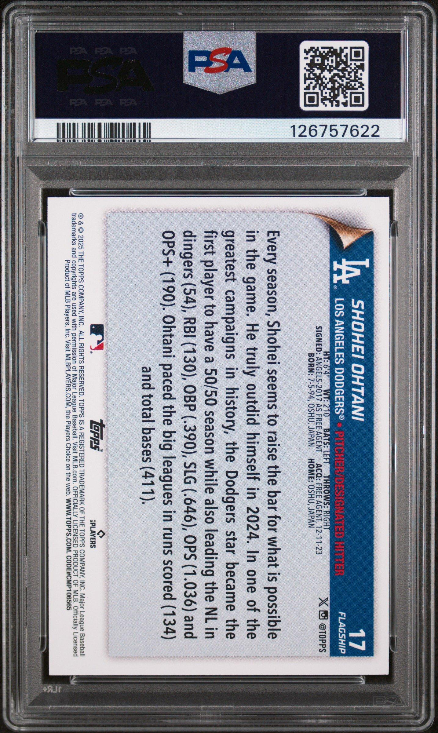 2025 Topps Flagship Collection 17 Shohei Ohtani PSA 10 Graded Card |  GameStop