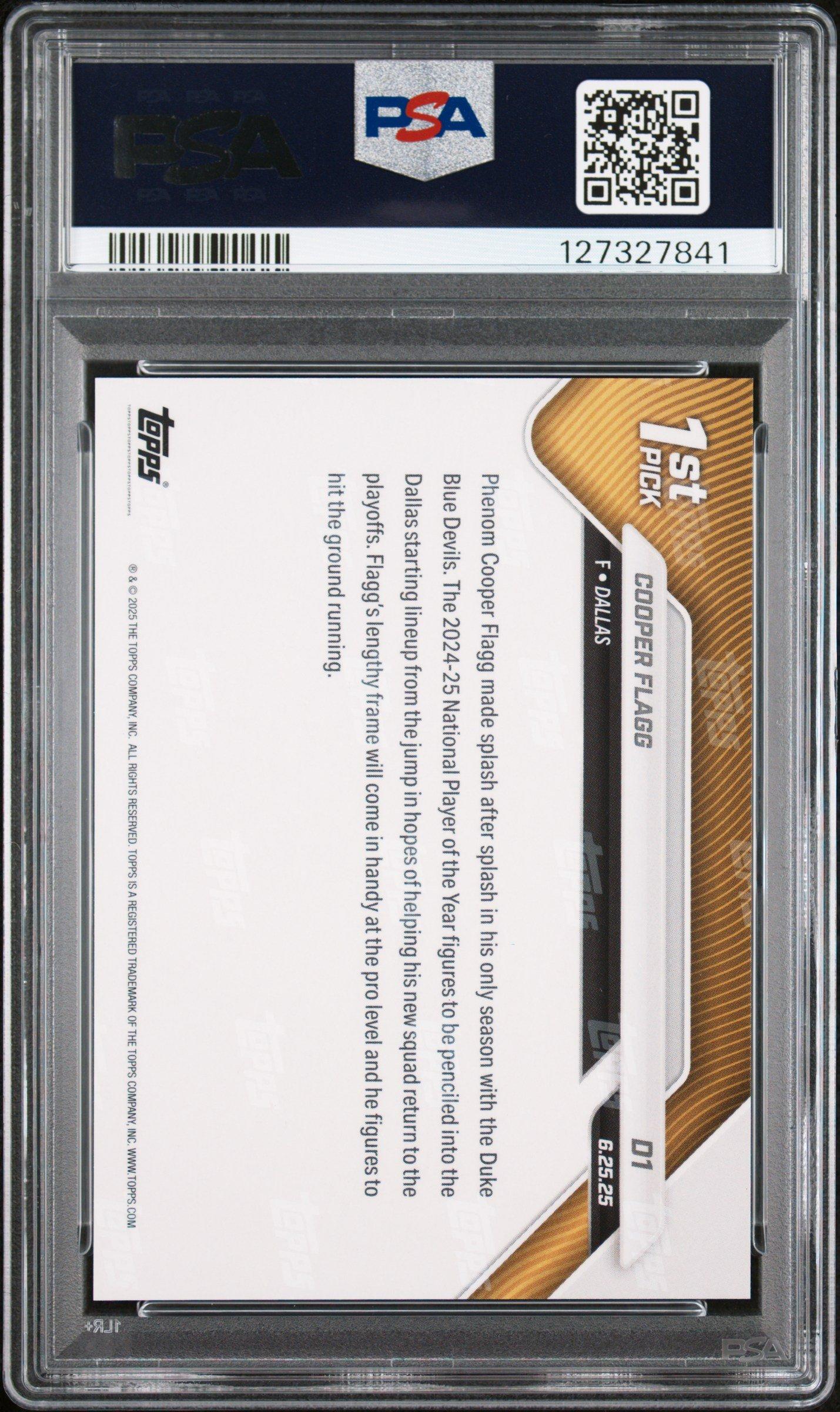 2025 Topps Now Draft D1 Cooper Flagg PSA 8 Graded Card | GameStop
