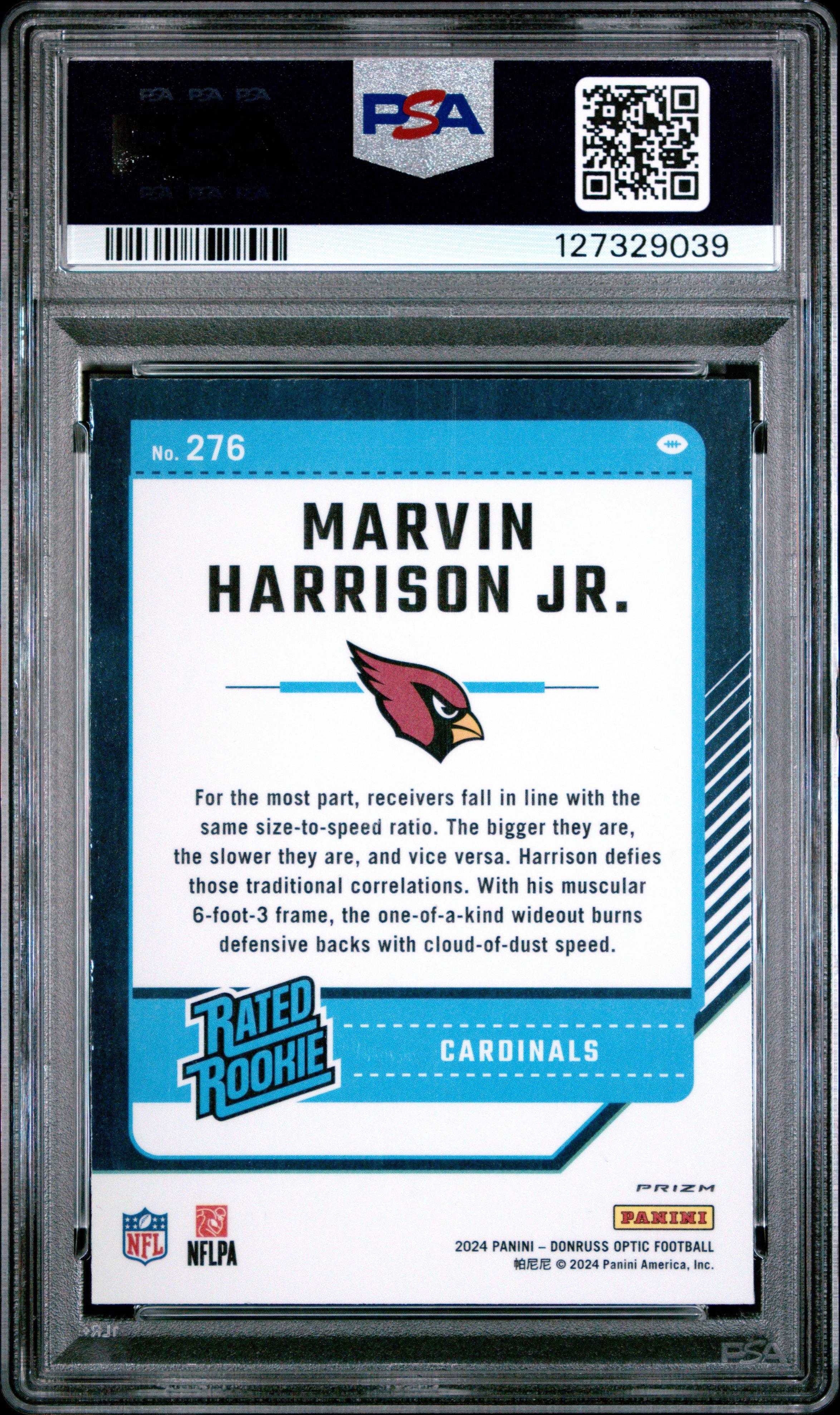 2024 Panini Donruss Optic 276 Marvin Harrison Jr. Purple Shock PSA 10