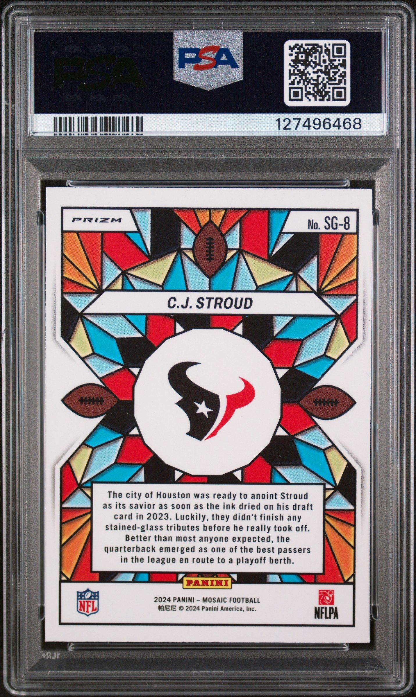 2024 Panini Mosaic Stained Glass Sg8 Cj Stroud PSA 10 Graded Card