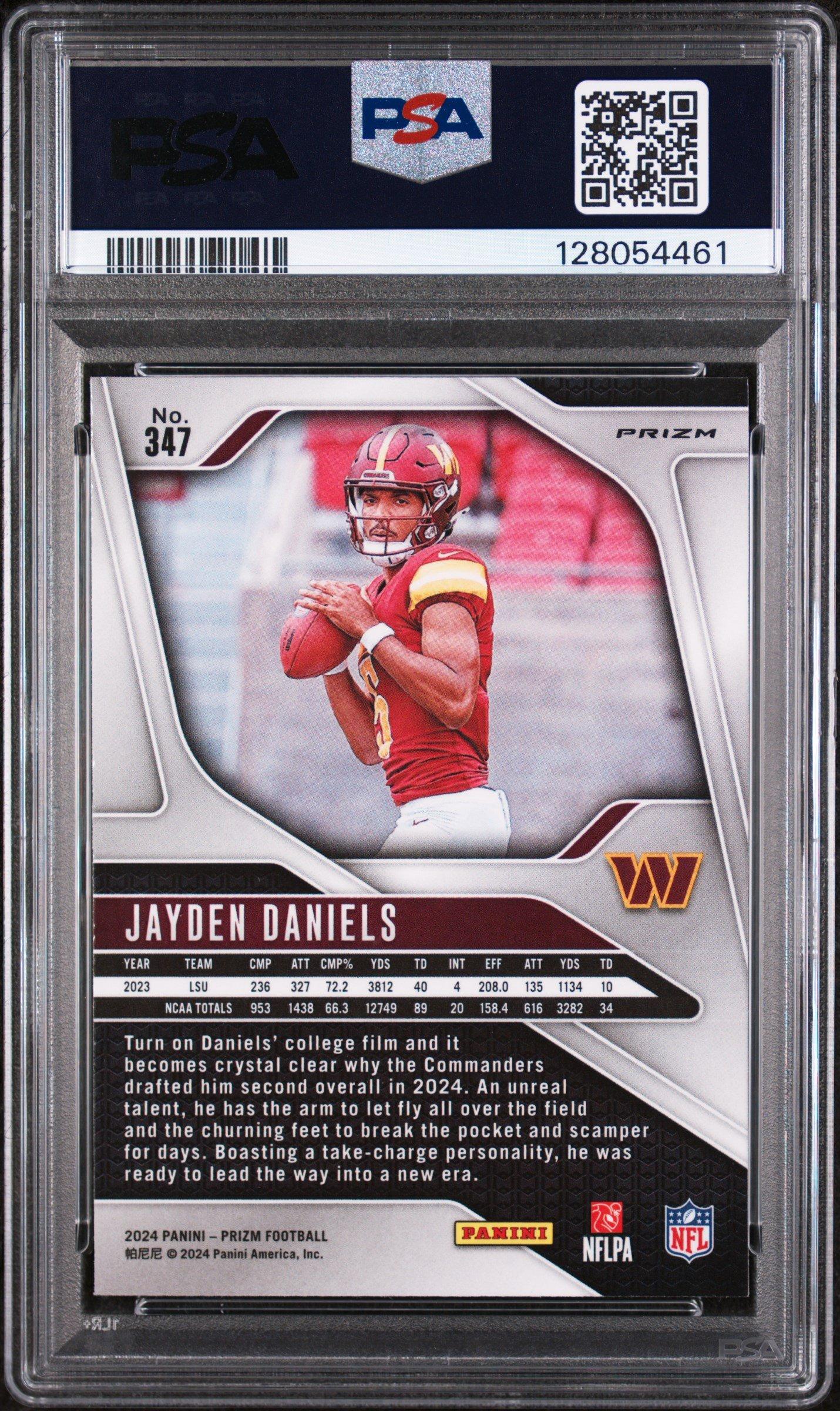 2024 Panini Prizm 347 Jayden Daniels Silver Prizm PSA 8 Graded