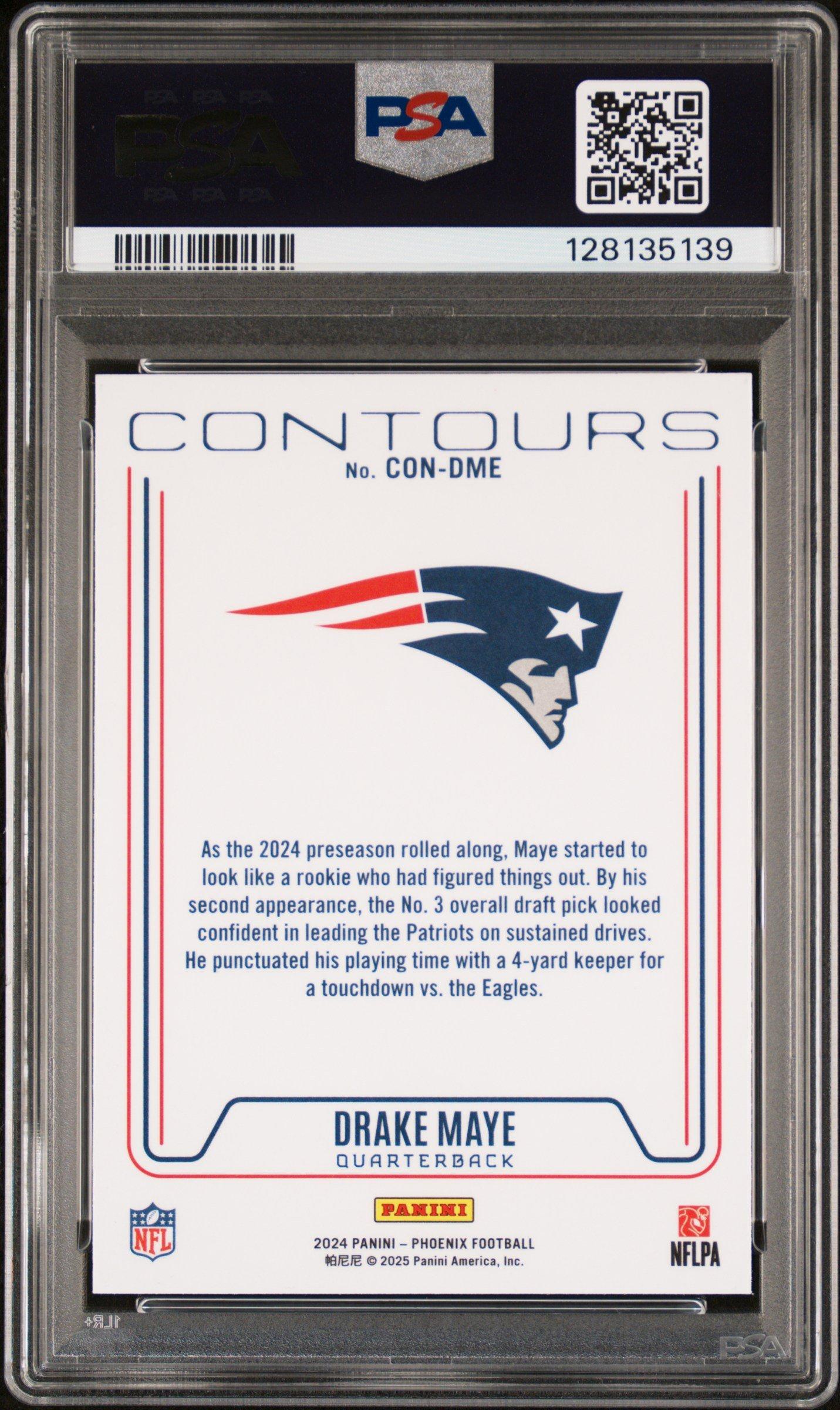 2024 Panini Phoenix Contours Condme Drake Maye PSA 8