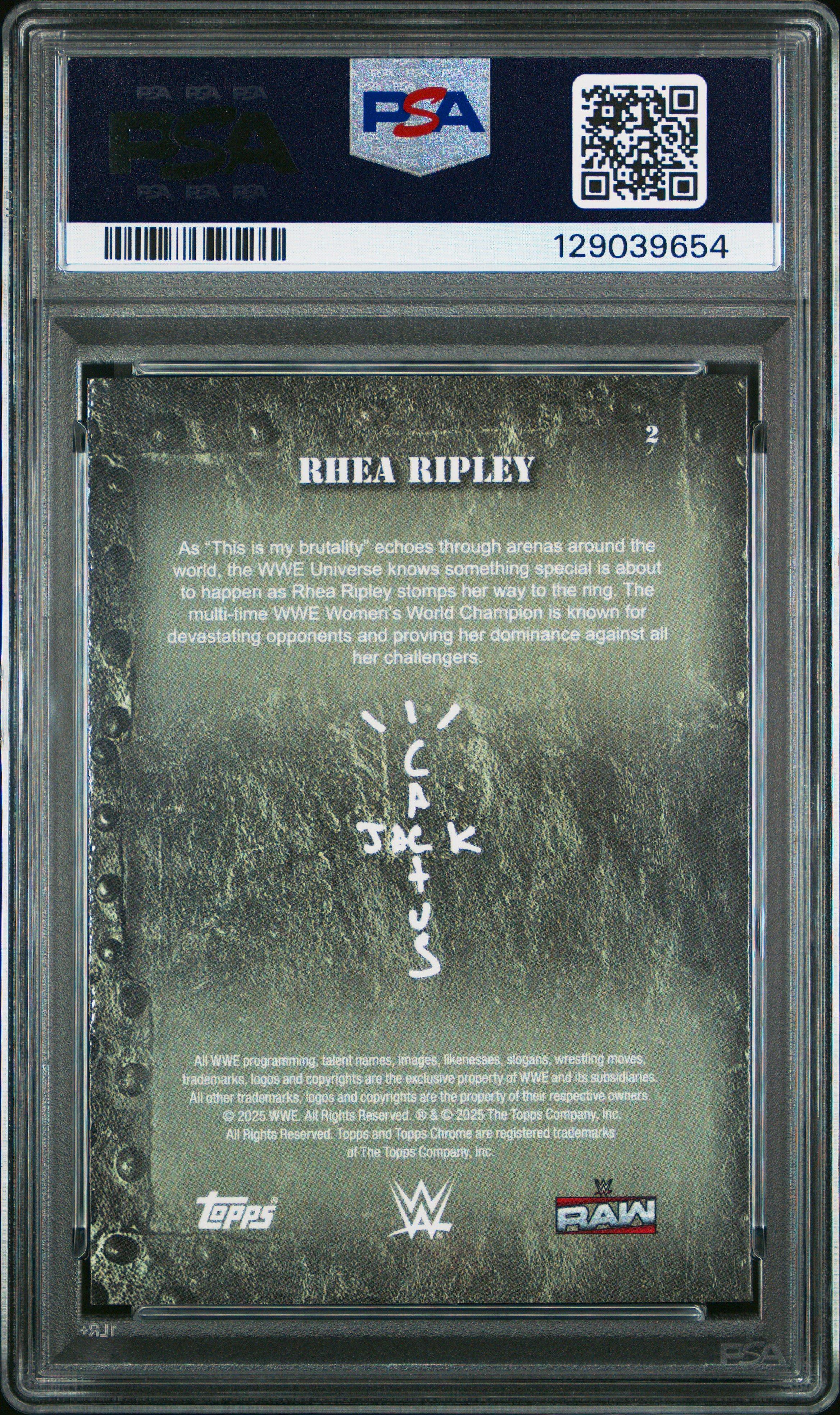 2025 Topps Chrome Wwe Cactus Jack X Wrestlemania 2 Rhea Ripley PSA 10