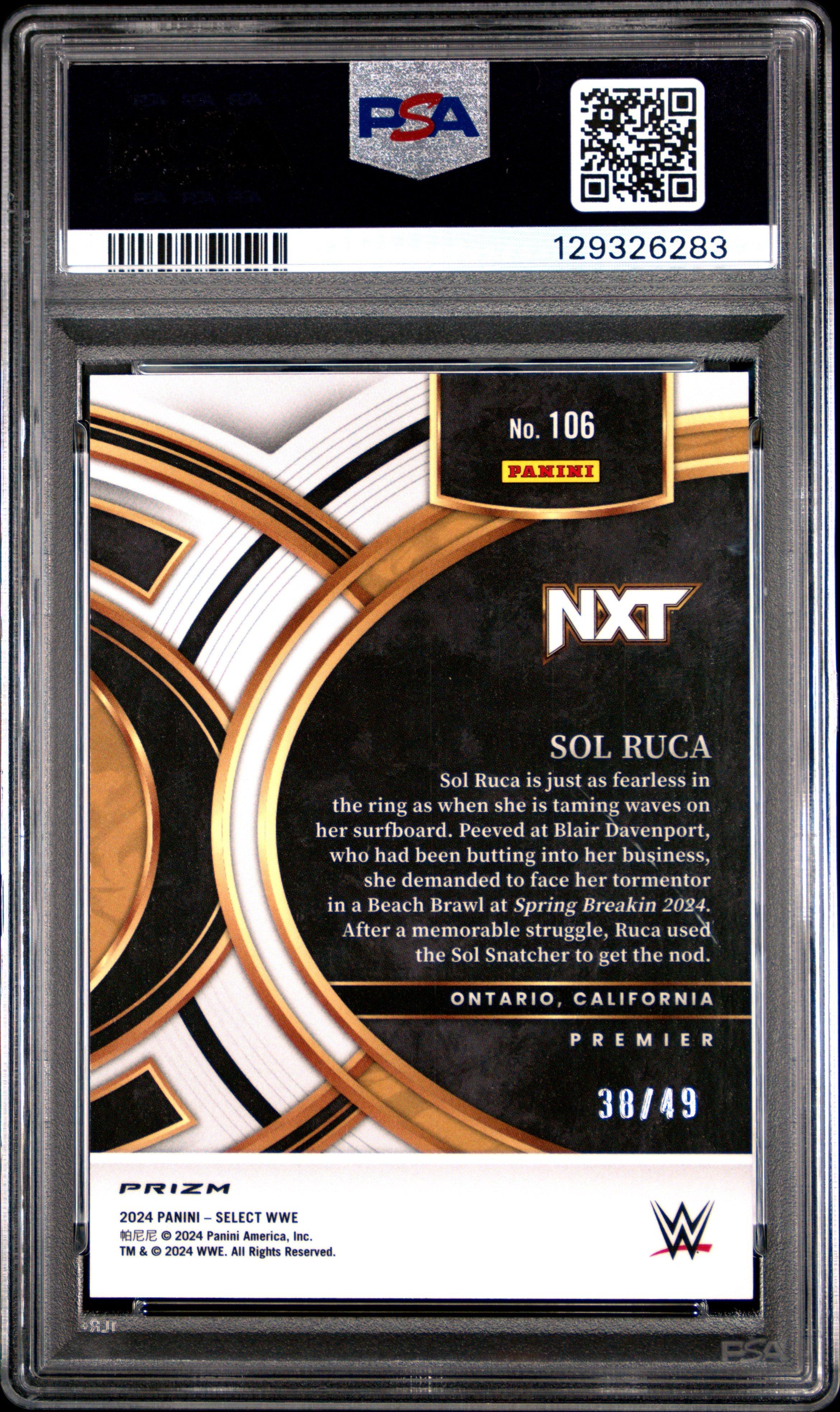 2024 Panini Select Wwe 106 Sol Ruca Orange Prizm PSA 10 Graded