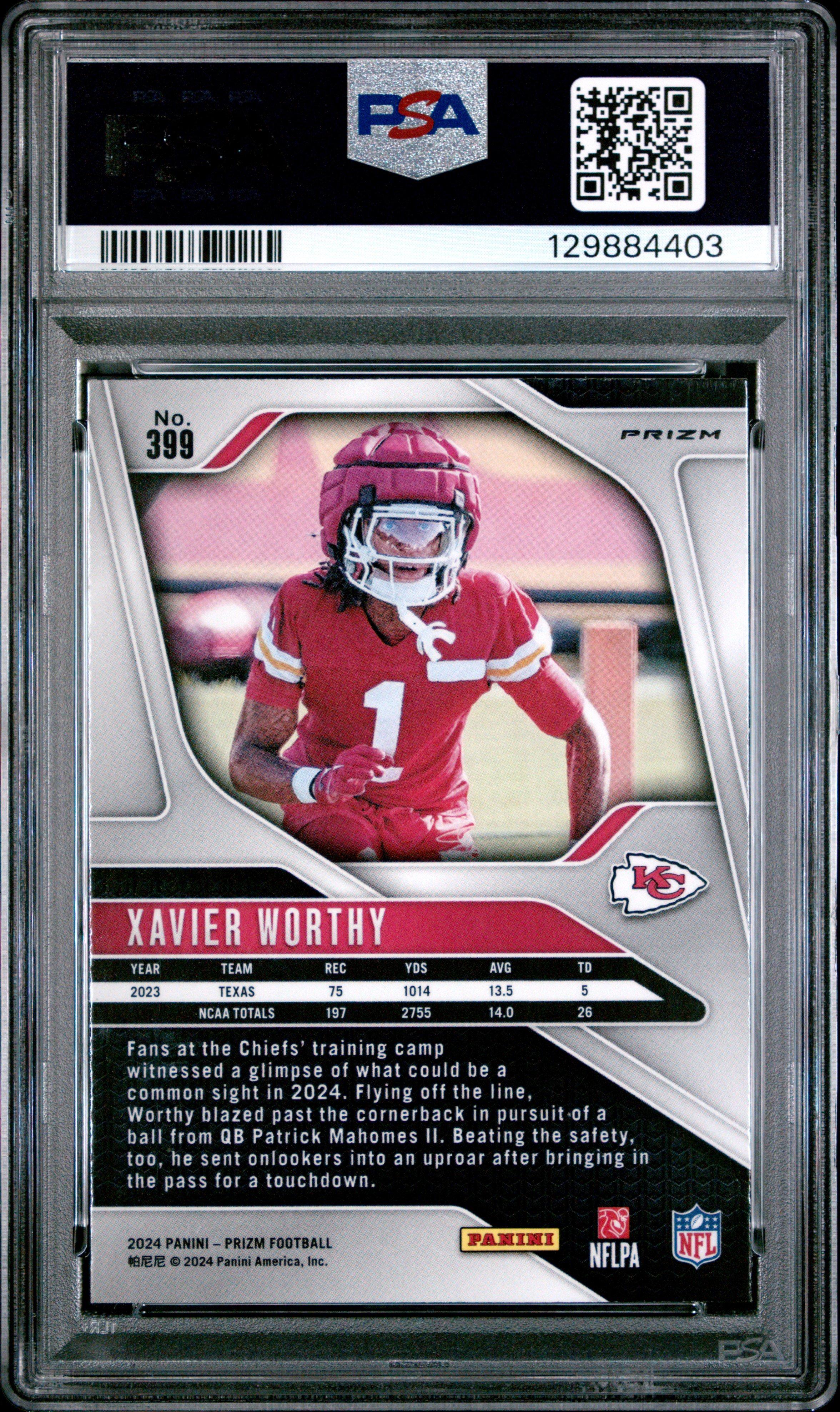 2024 Panini Prizm 399 Xavier Worthy Black & White Checker PSA 10