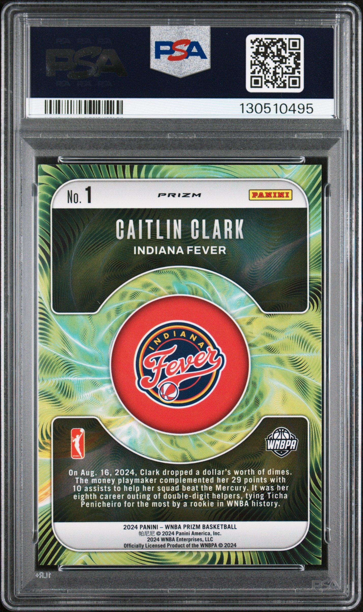 2024 Panini Prizm Wnba Fractal 1 Caitlin Clark Green Prizm PSA 8