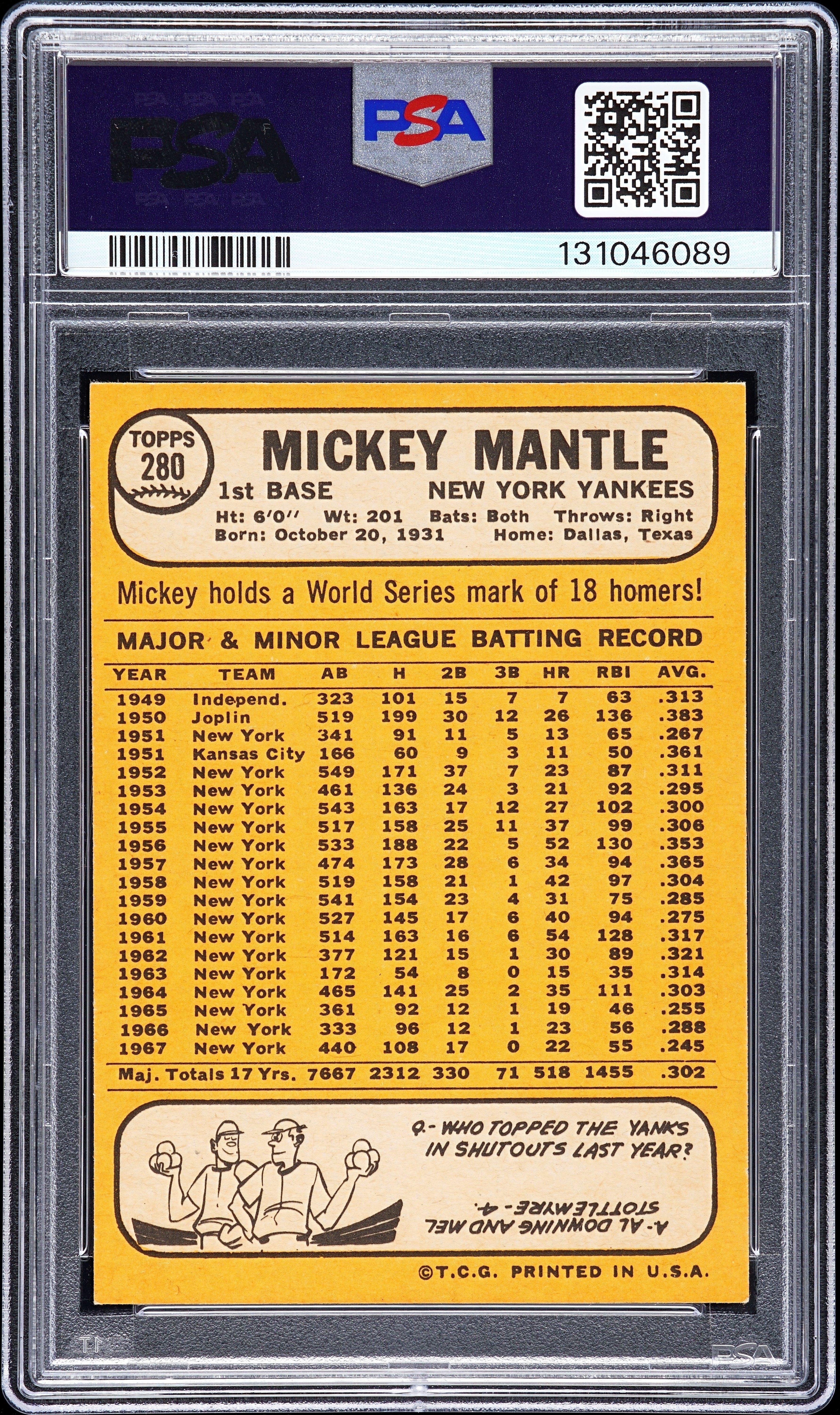 mickey mantle graded cards BASEBALL'S ALL TIME GREATS MICKEY MANTLE CARD ALL-STAR GRADING MINT 10
