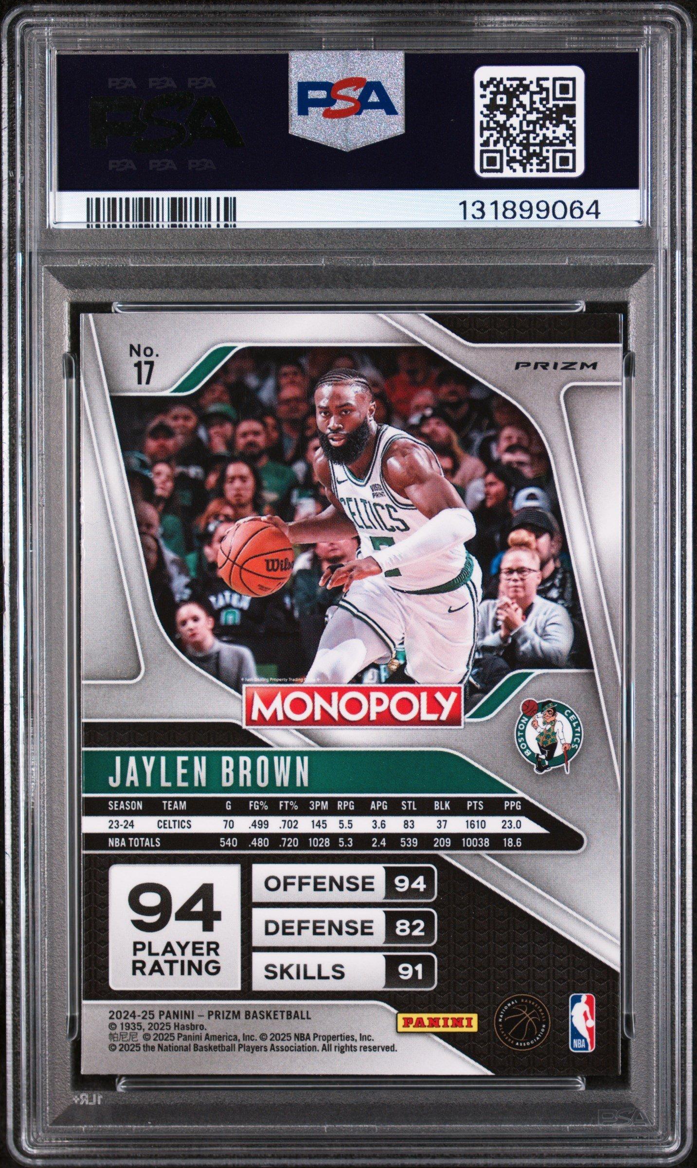 2024 Panini Prizm Monopoly 17 Jaylen Brown Monopoly Man Black