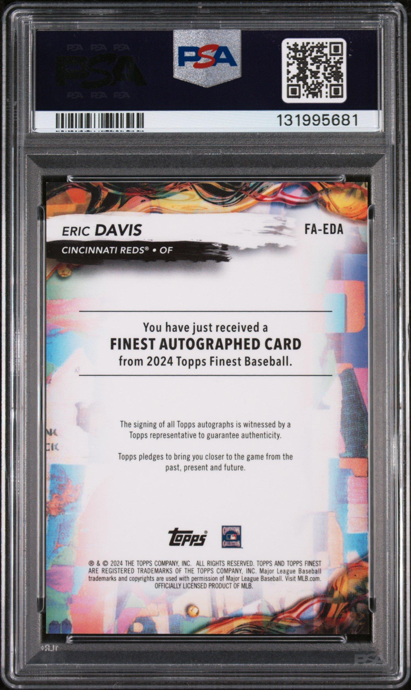 2024 Topps Finest Finest Autographs Faeda Eric Davis Purple Refractor PSA 9