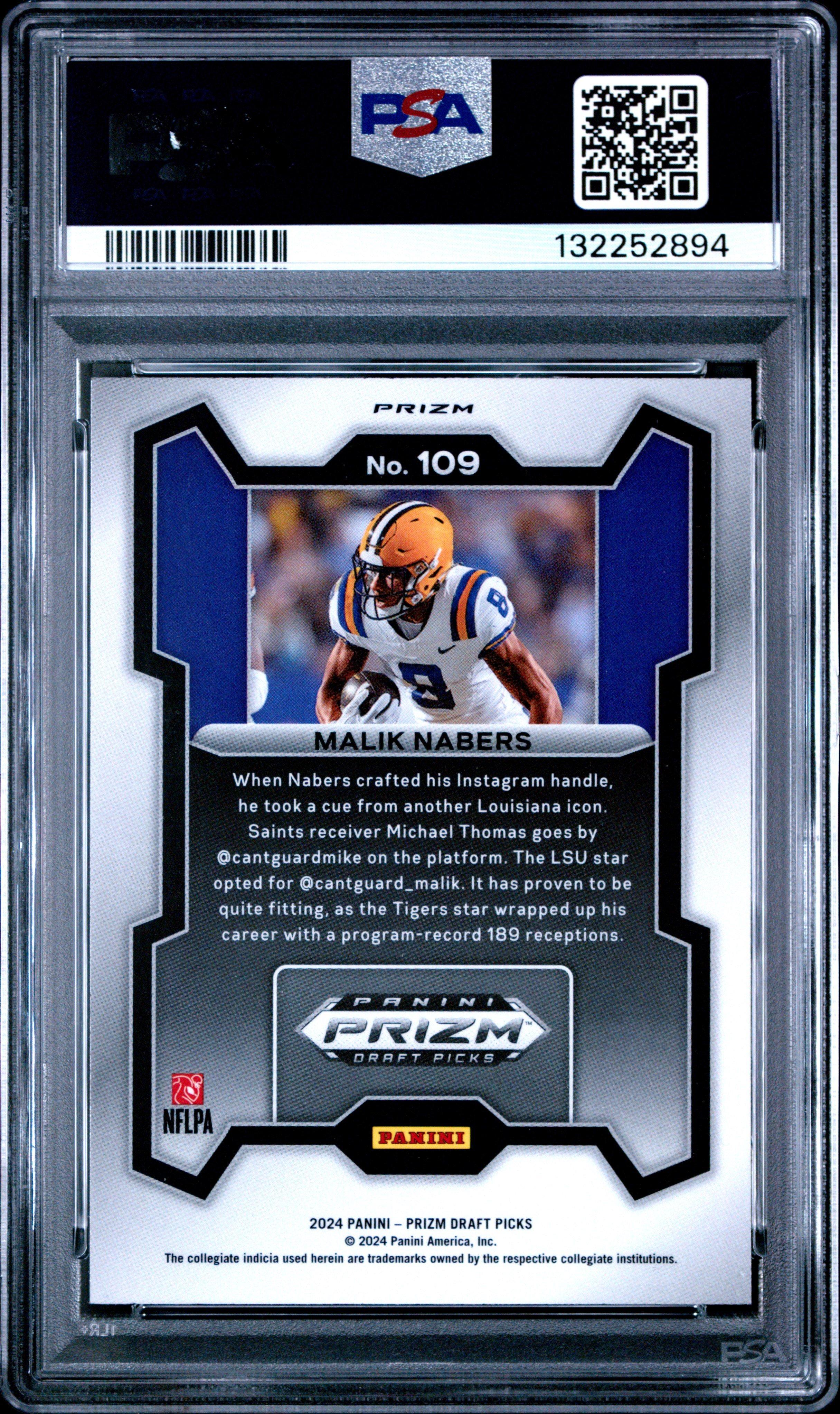 2024 Panini Prizm Draft Picks 109 Malik Nabers Silver Prizm PSA 10