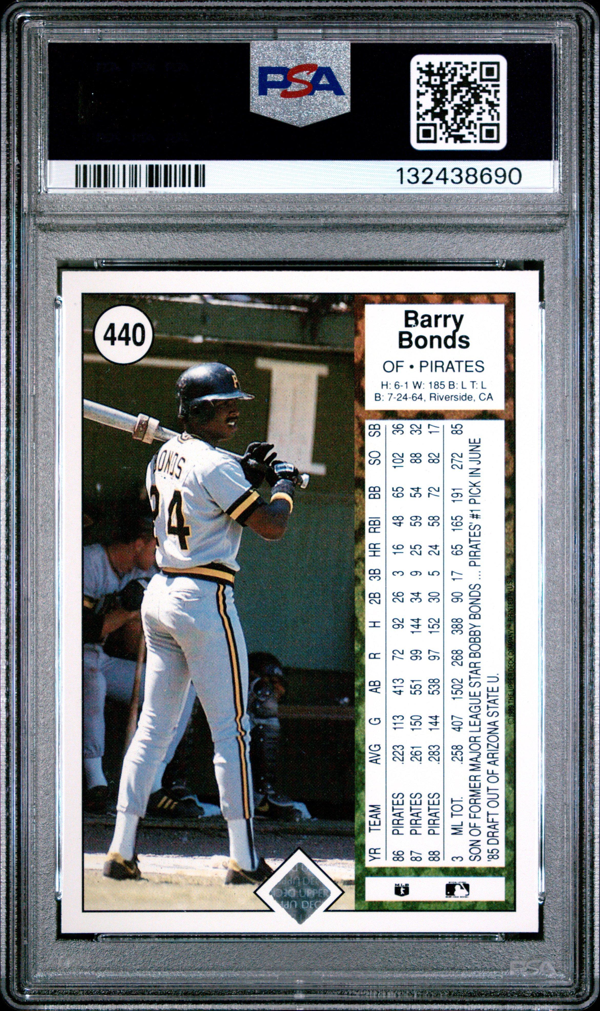 1989 Upper Deck 440 Barry Bonds PSA 10