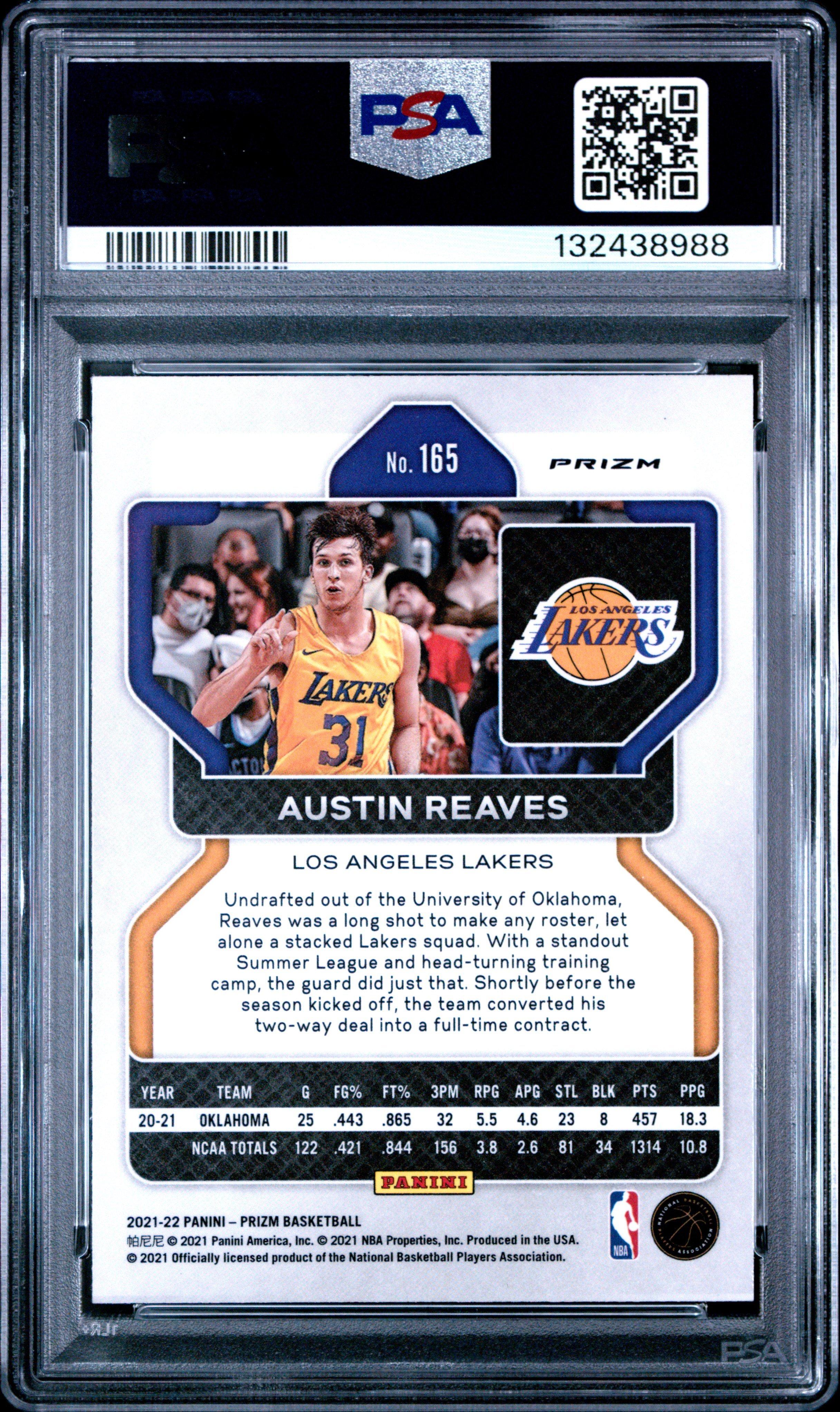 2021 Panini Prizm 165 Austin Reaves Red/white/blue Prizm PSA 9