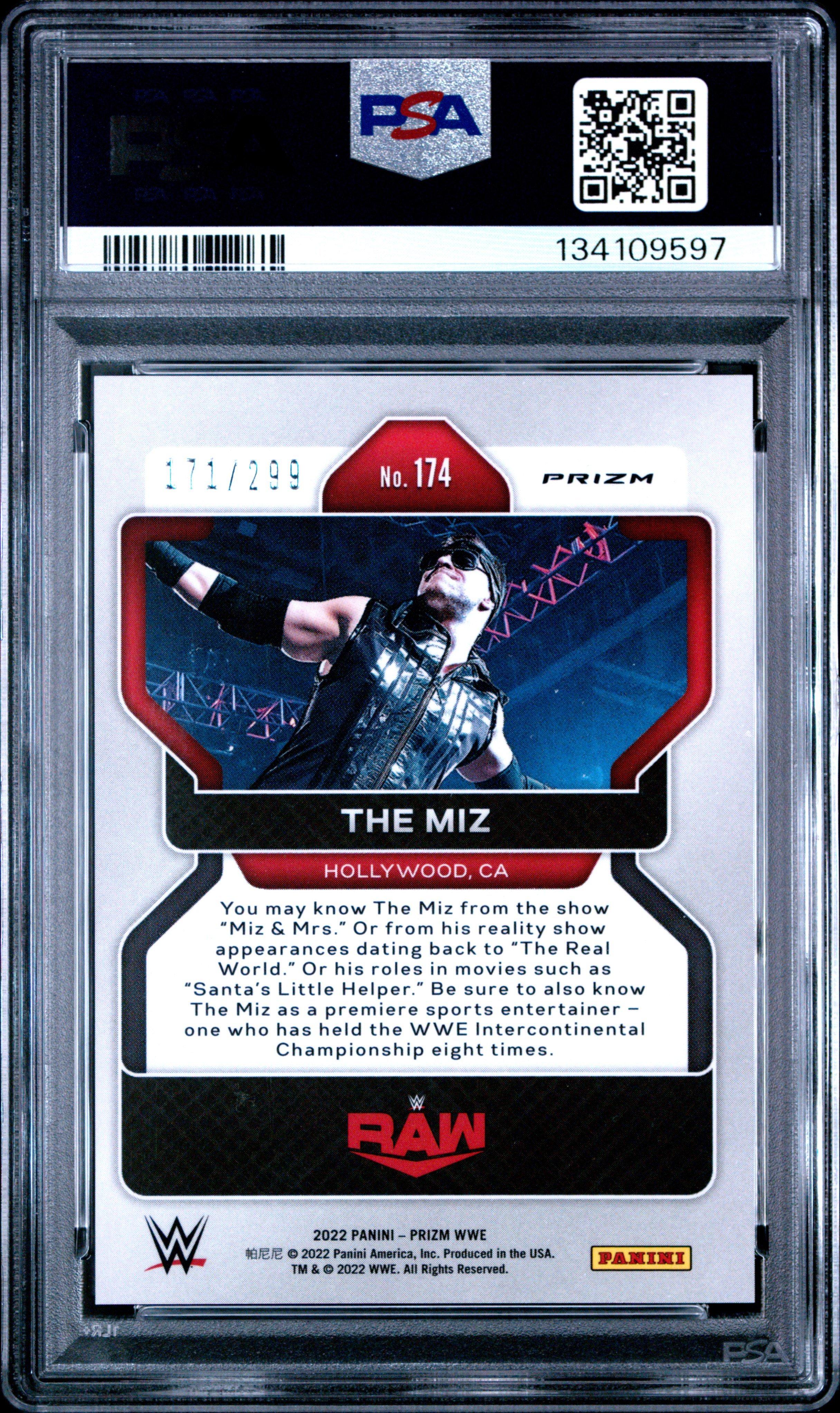 2022 Panini Prizm Wwe 174 The Miz Red Prizm PSA 10 Graded Card