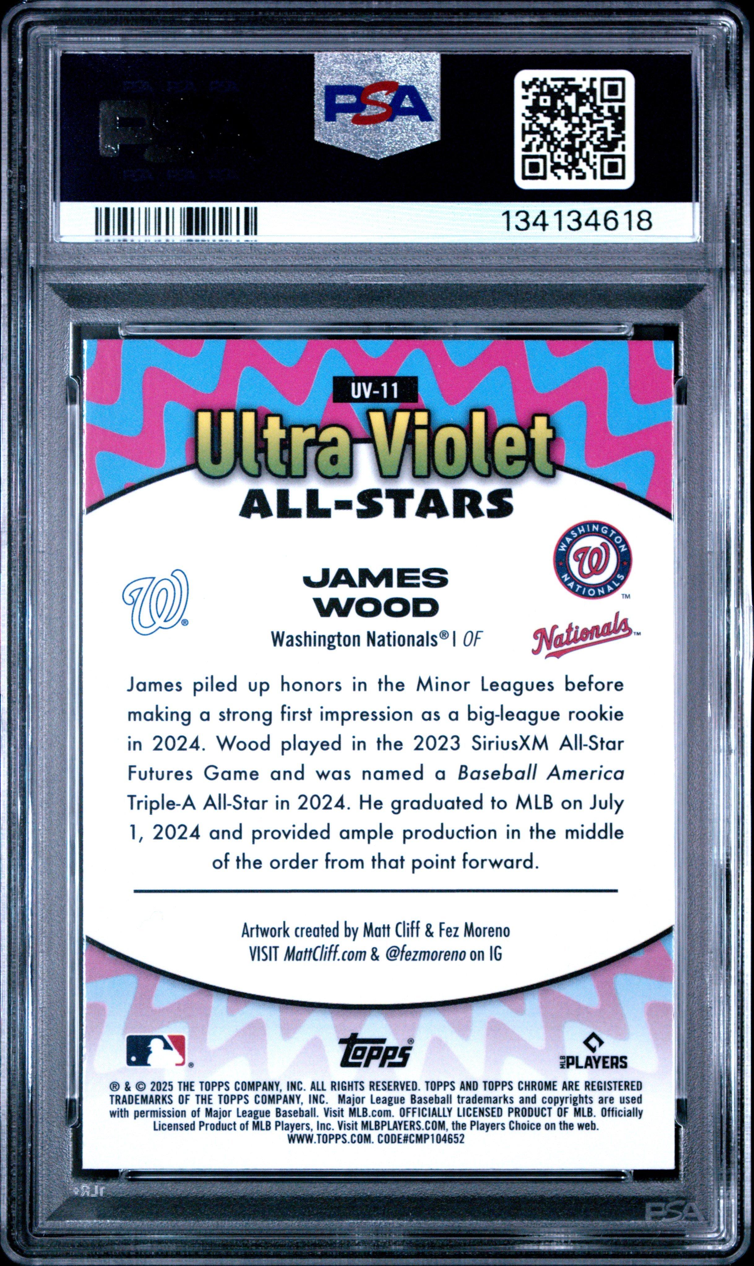 2025 Topps Chrome Ultra Violet All Stars Uv11 James Wood PSA 10