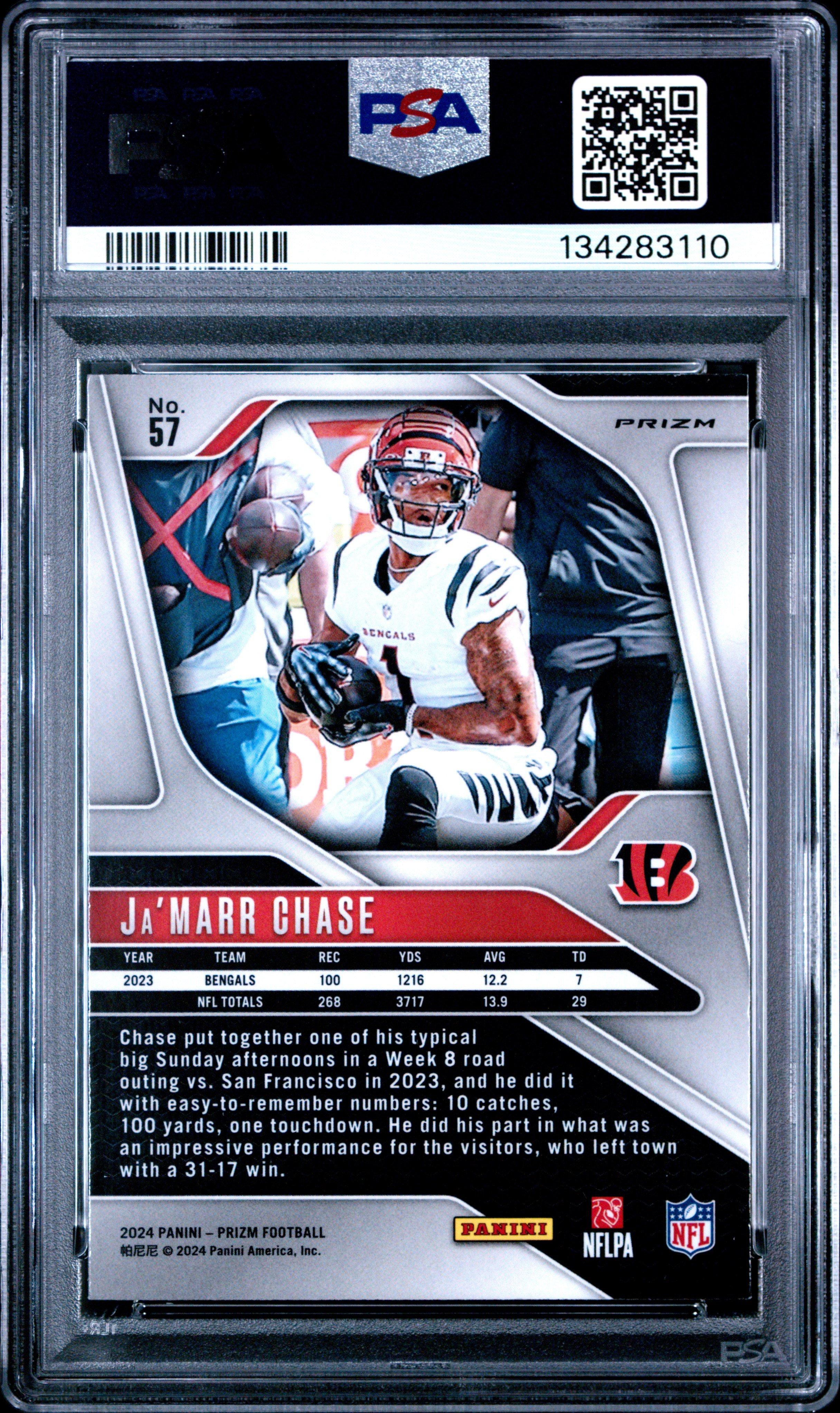 2024 Panini Prizm 57 Ja'marr Chase Black & White Checker PSA 9