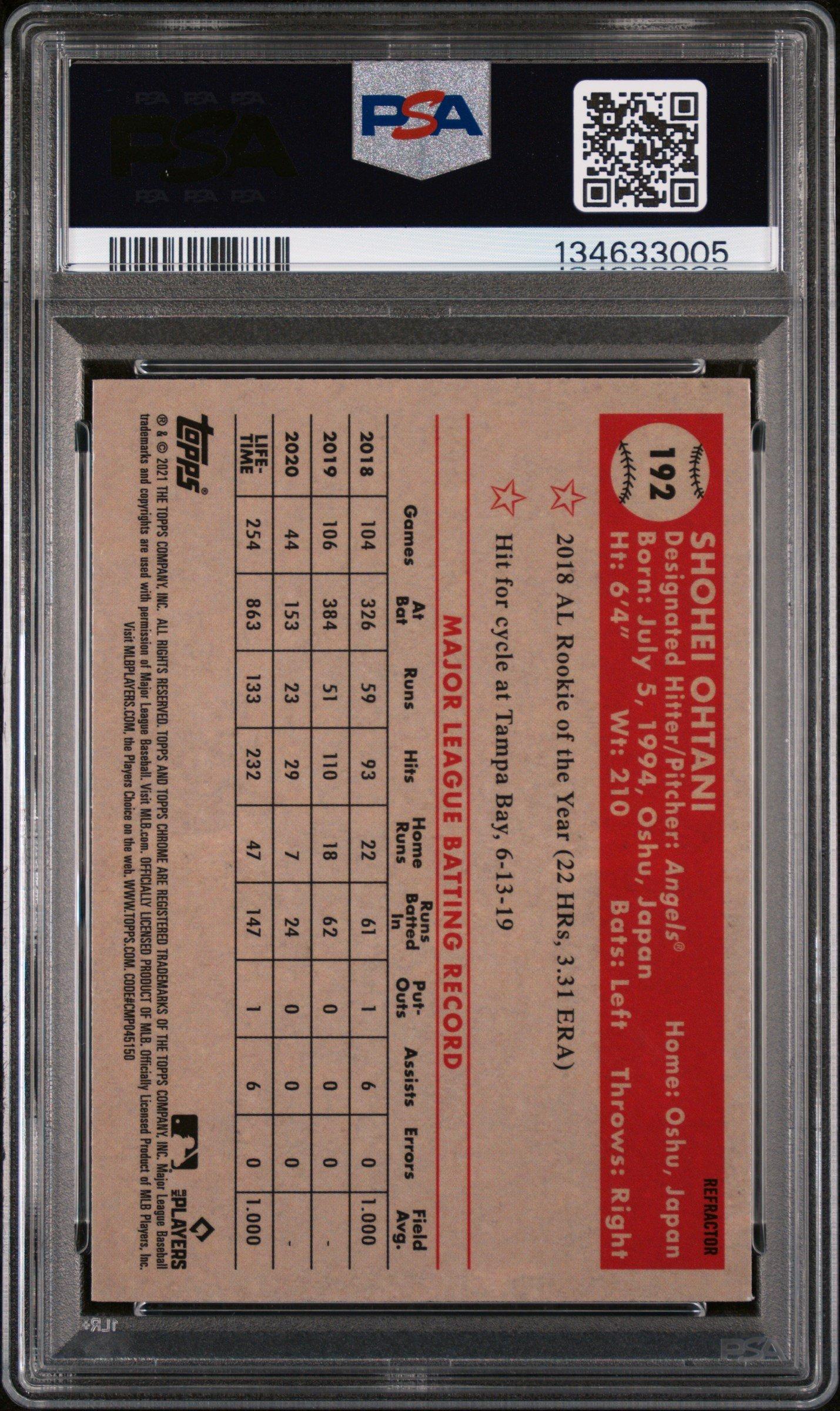 キャロル　PSA9 2021 Topps Chrome Platinum Anniversary 192 Shohei Ohtani Refractor