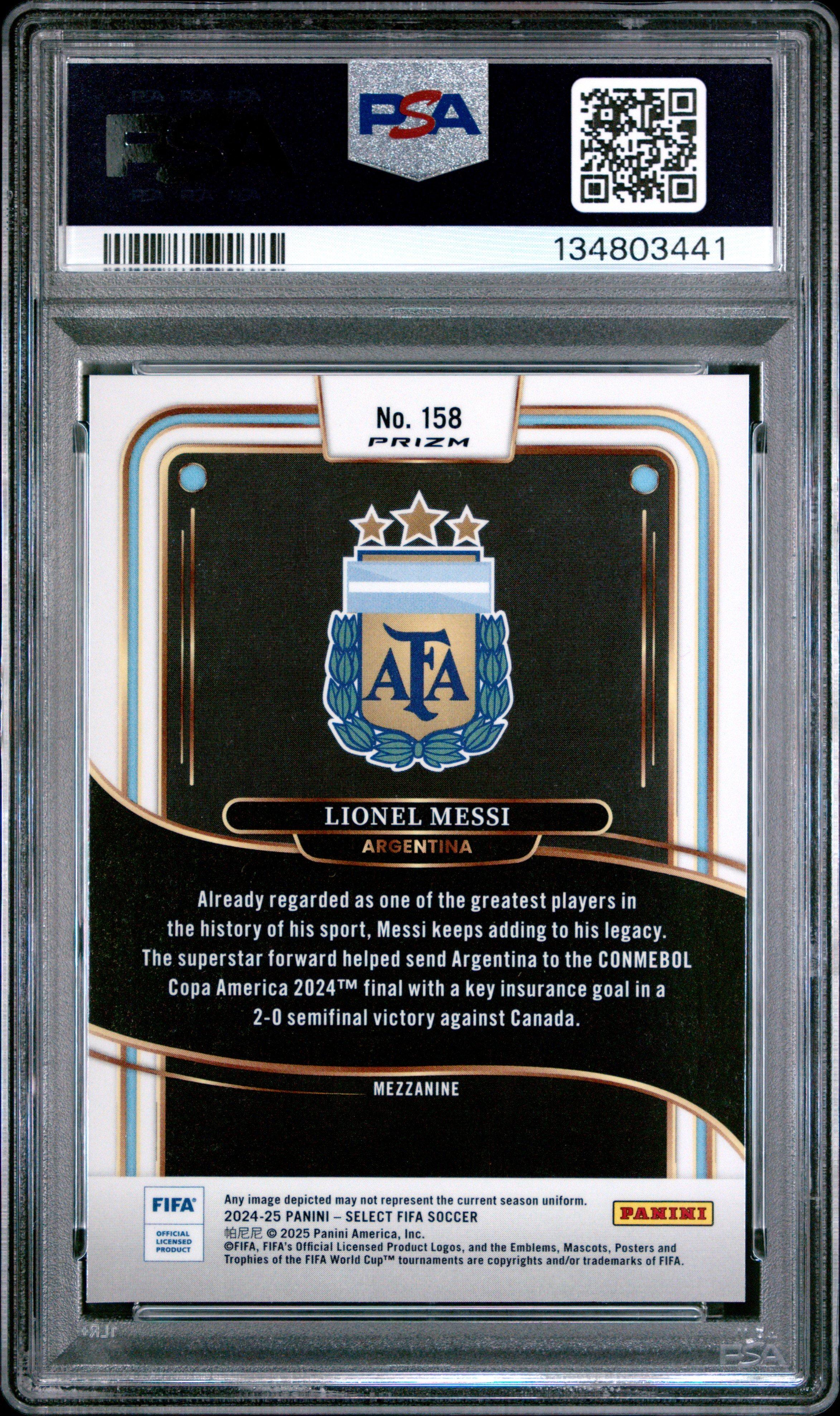 panini graded cards 2024-25 Panini Select Fifa 158 Lionel Messi Silver PSA 9 Graded Card