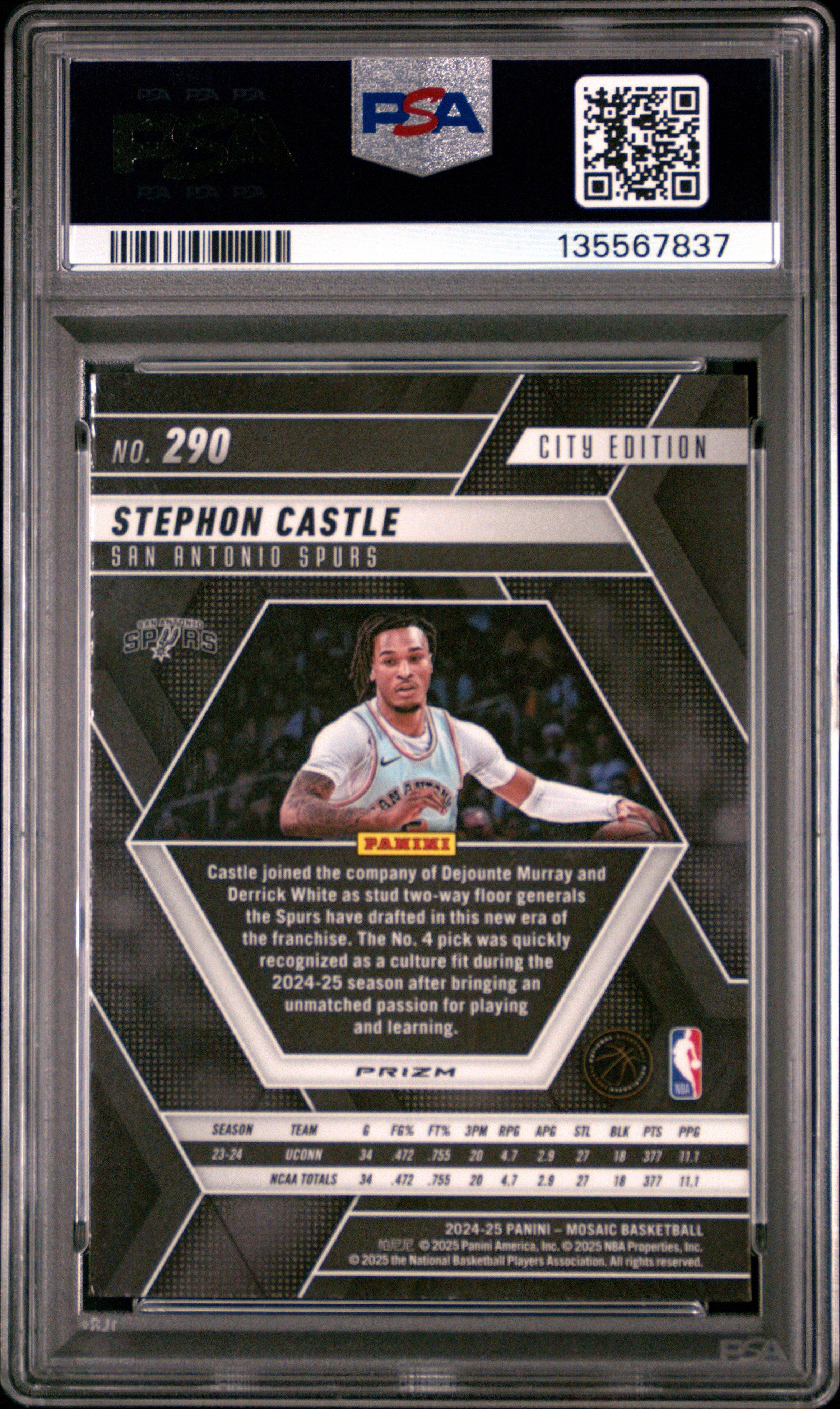 2024 Panini Mosaic 290 Stephon Castle Genesis PSA 9 Graded Card
