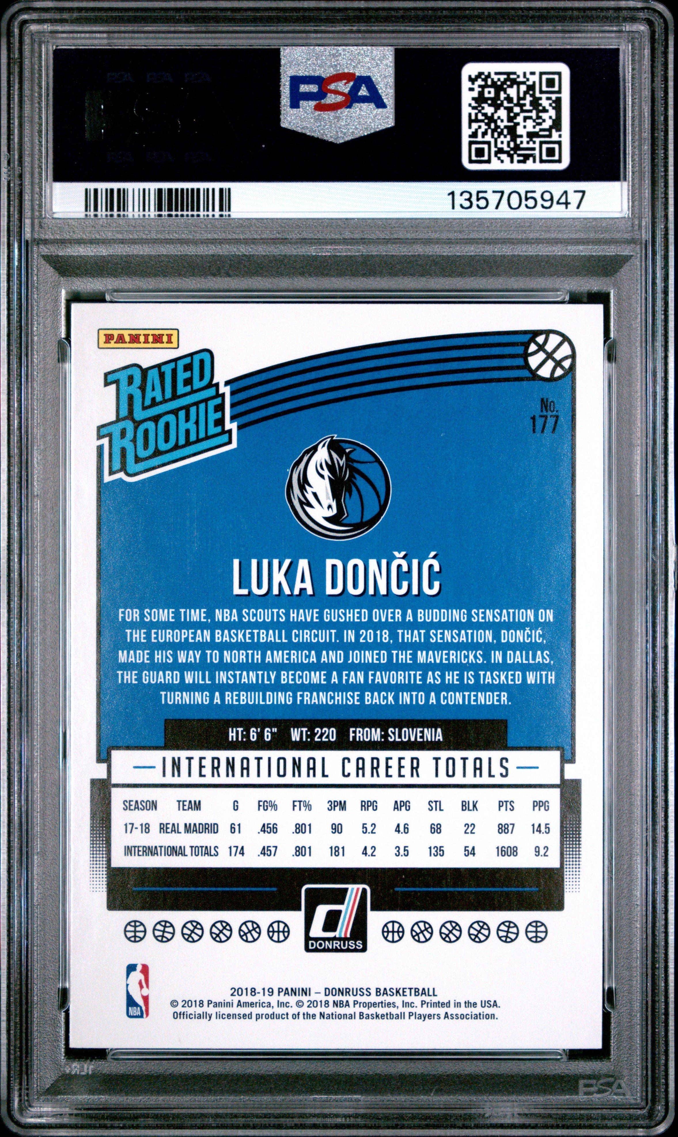 2018 Panini Donruss 177 Luka Doncic PSA