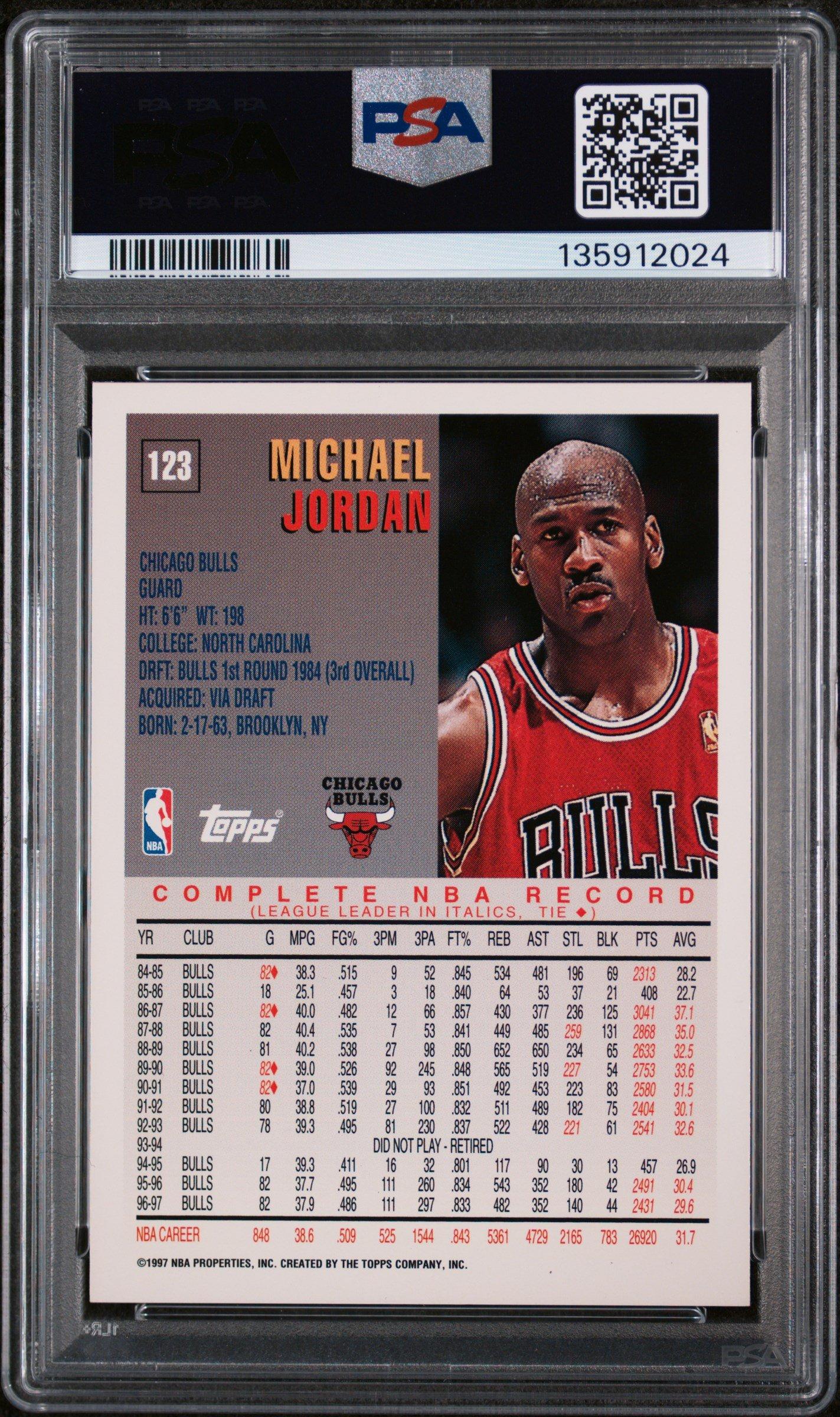 1997 Topps 123 Michael Jordan PSA 10 Graded Card | GameStop