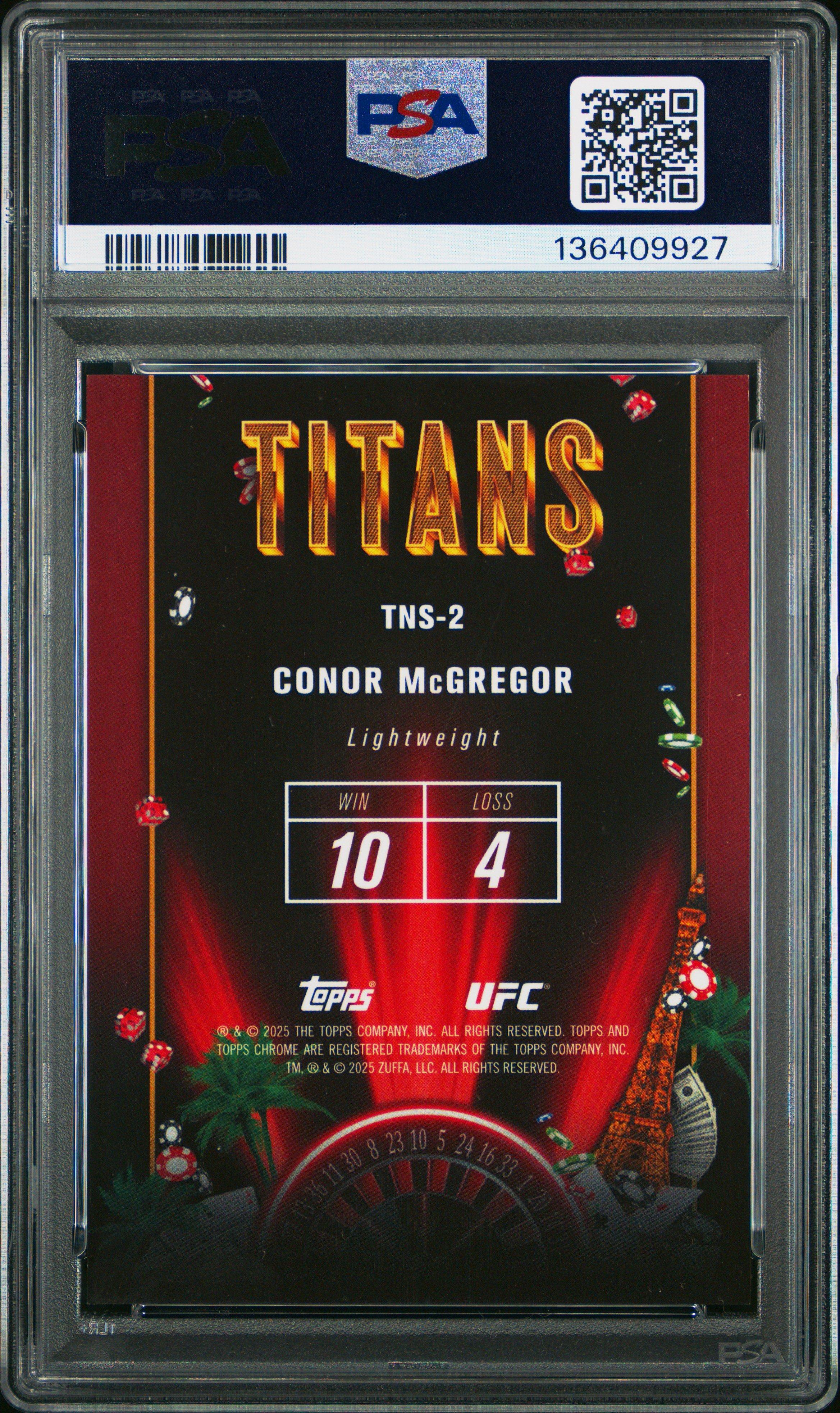 2025 Topps Chrome Ufc Titans Tns2 Conor Mcgregor PSA 9 Graded Card