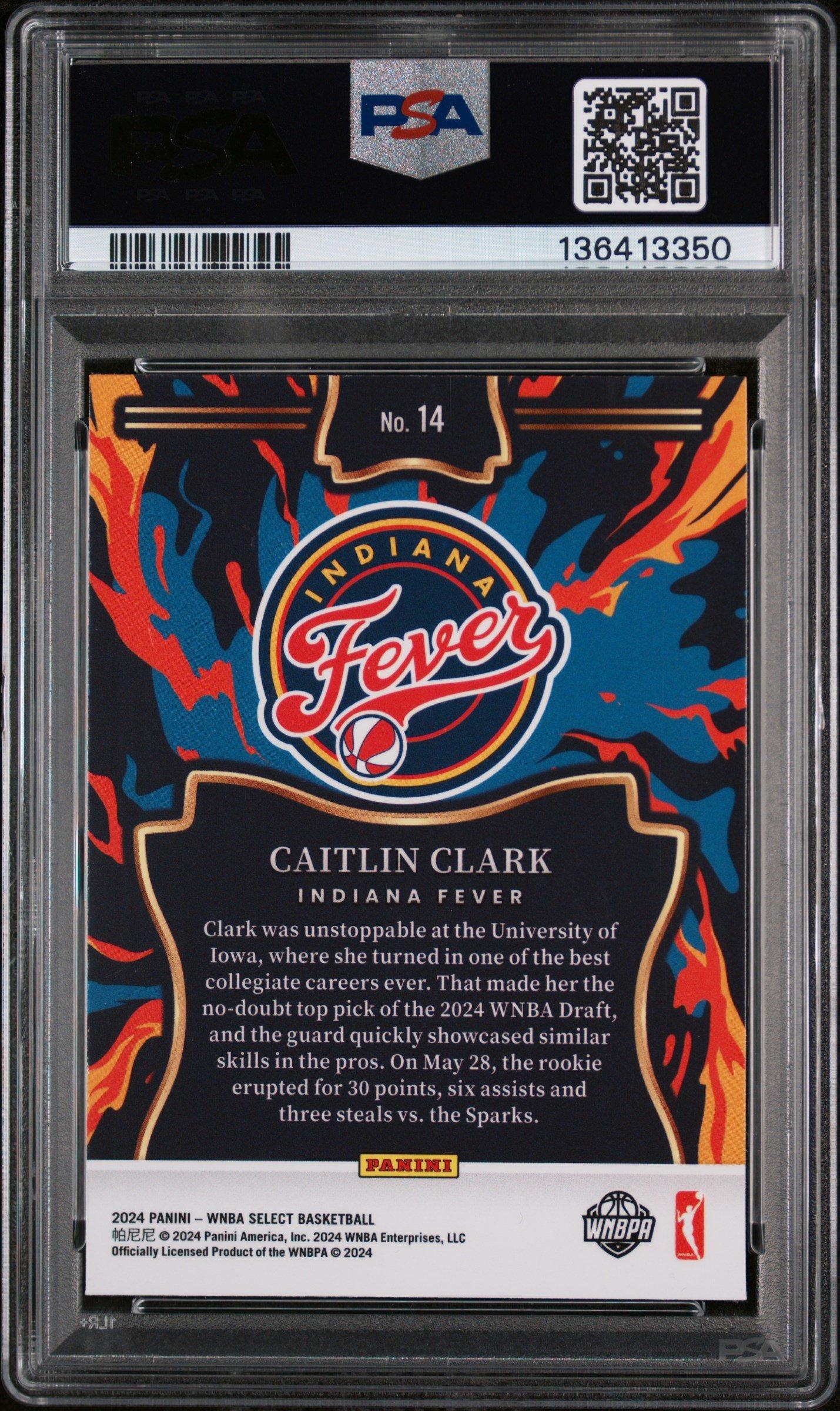 2024 Panini Select Wnba En Fuego 14 Caitlin Clark PSA 9 Graded