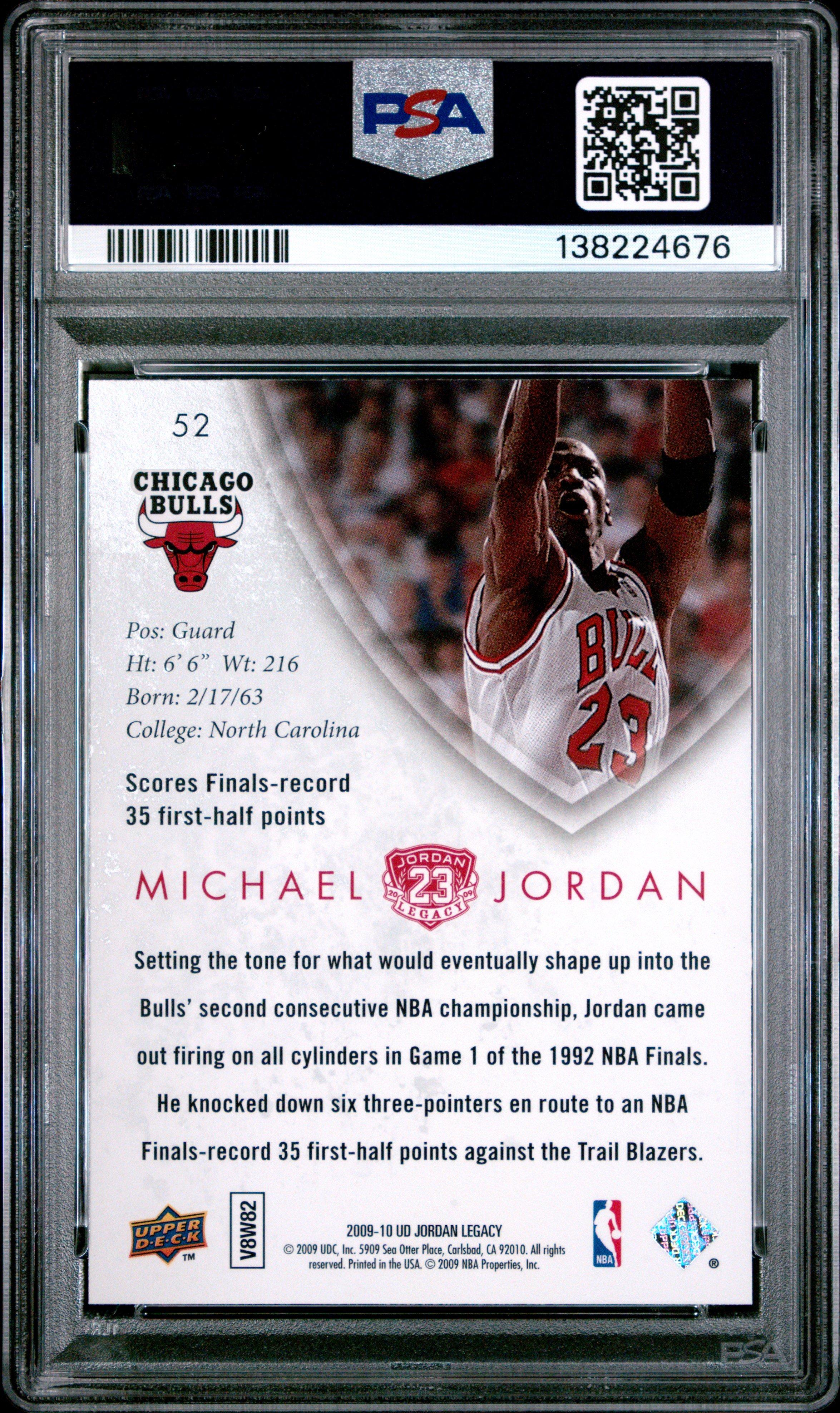 2009 Upper Deck Jordan Legacy Gold 52 Michael Jordan PSA 10 Graded