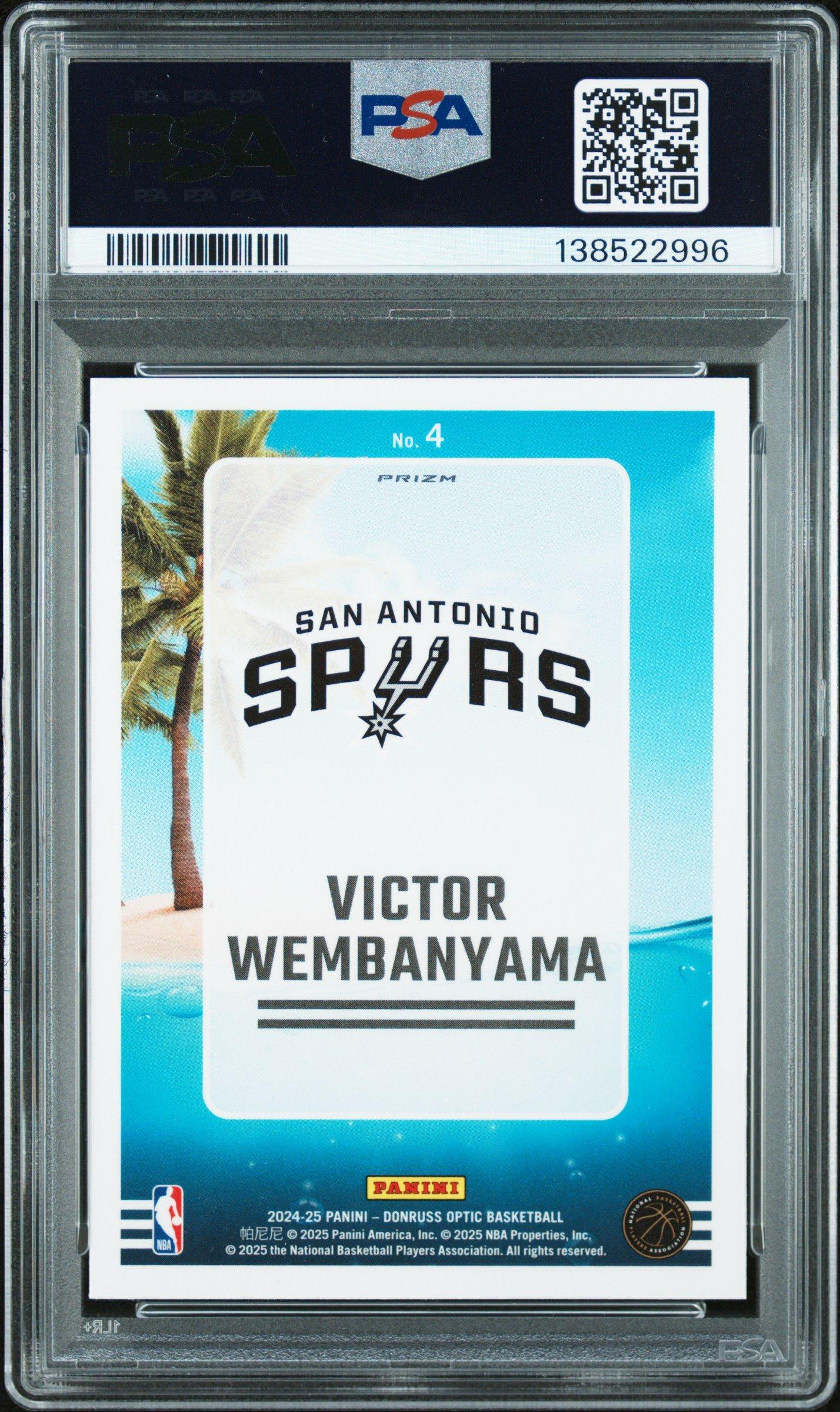 2024 Panini Donruss Optic Splash! 4 Victor Wembanyama Purple PSA 10