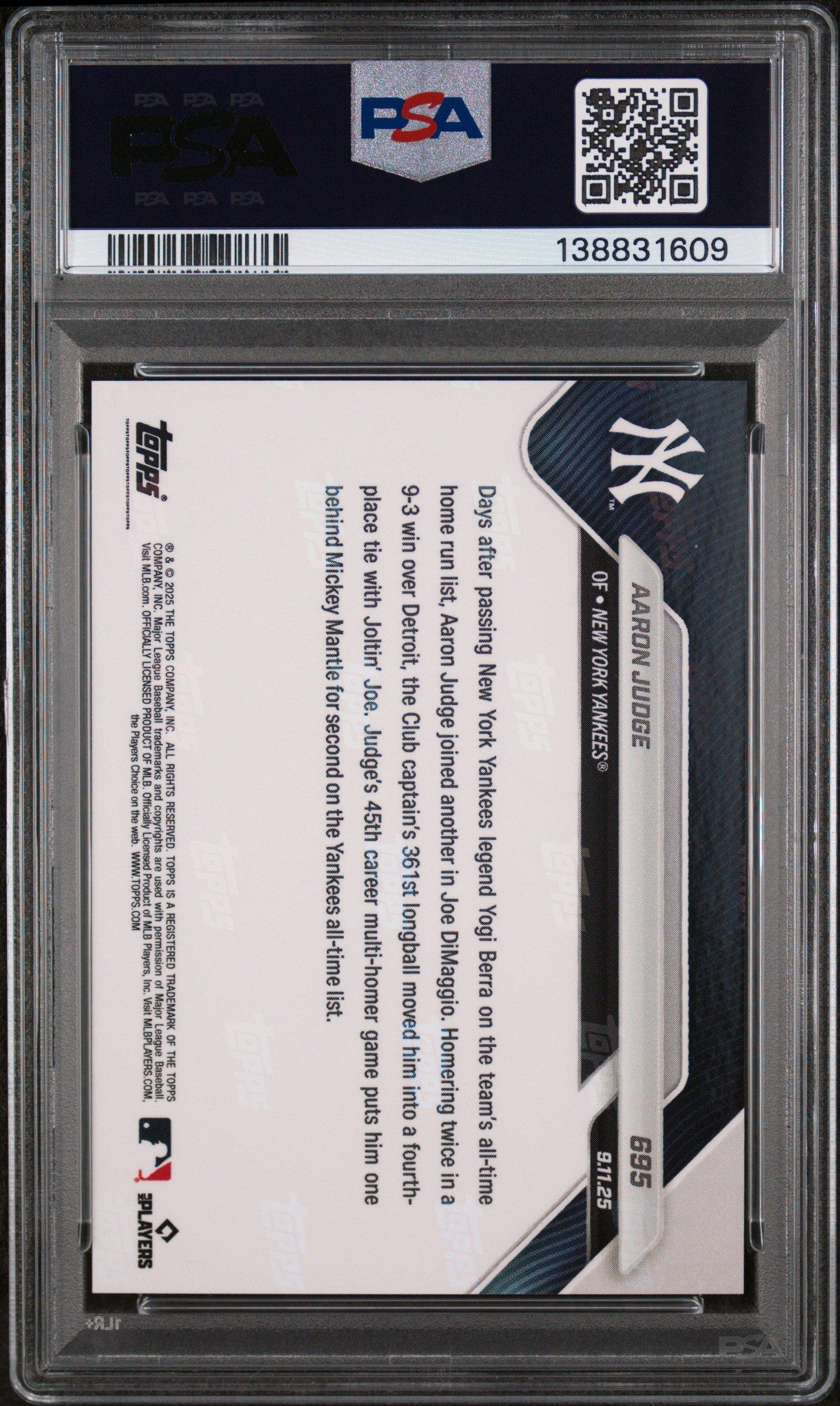 2025 Topps Now 695 Aaron Judge PSA 10