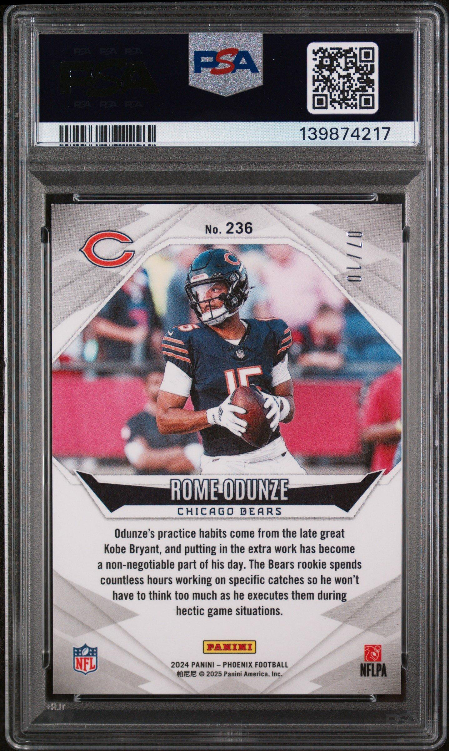 2024 Panini Phoenix 236 Rome Odunze Gold PSA 9