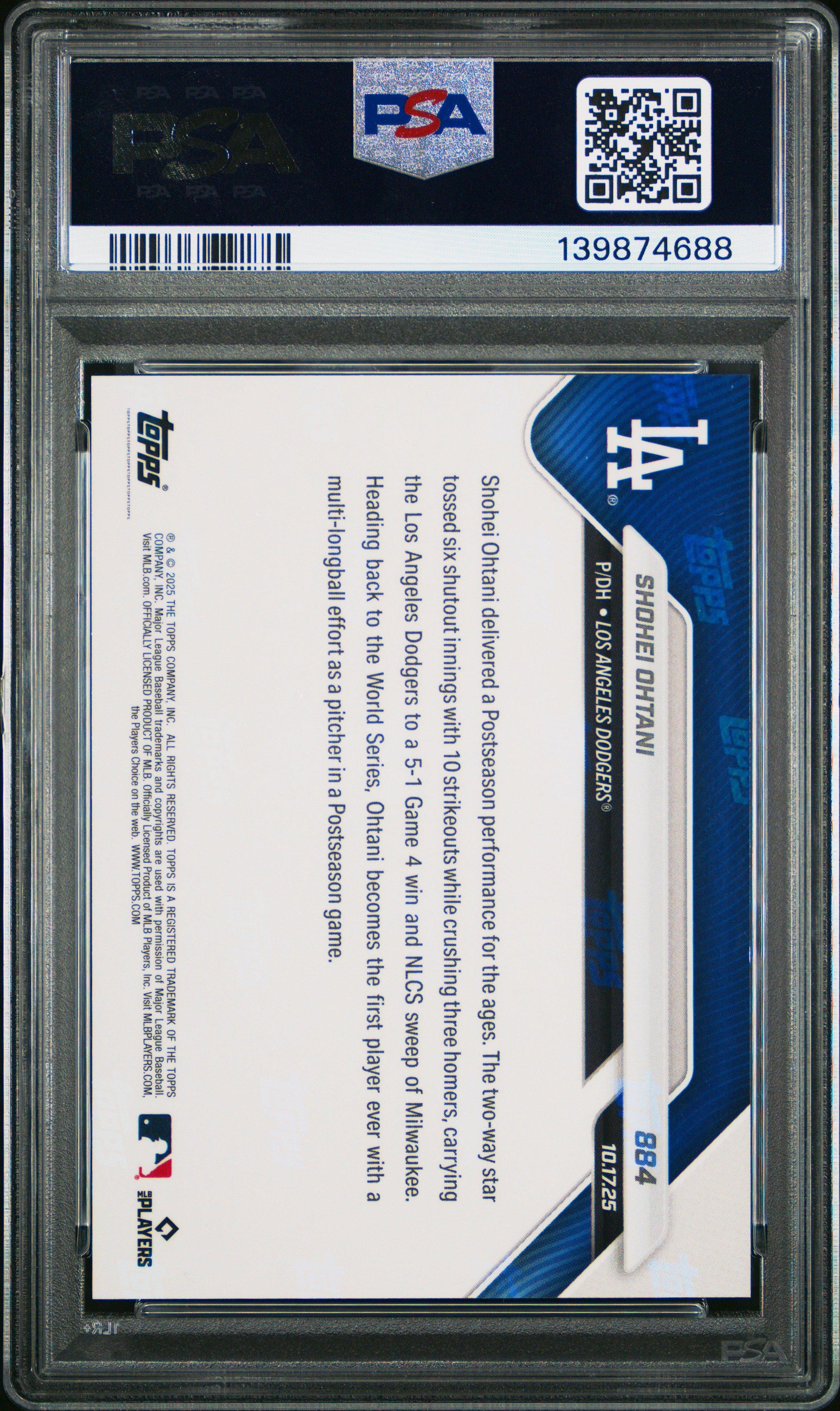 2025 Topps Now 884 Shohei Ohtani PSA 10 Graded Card | GameStop