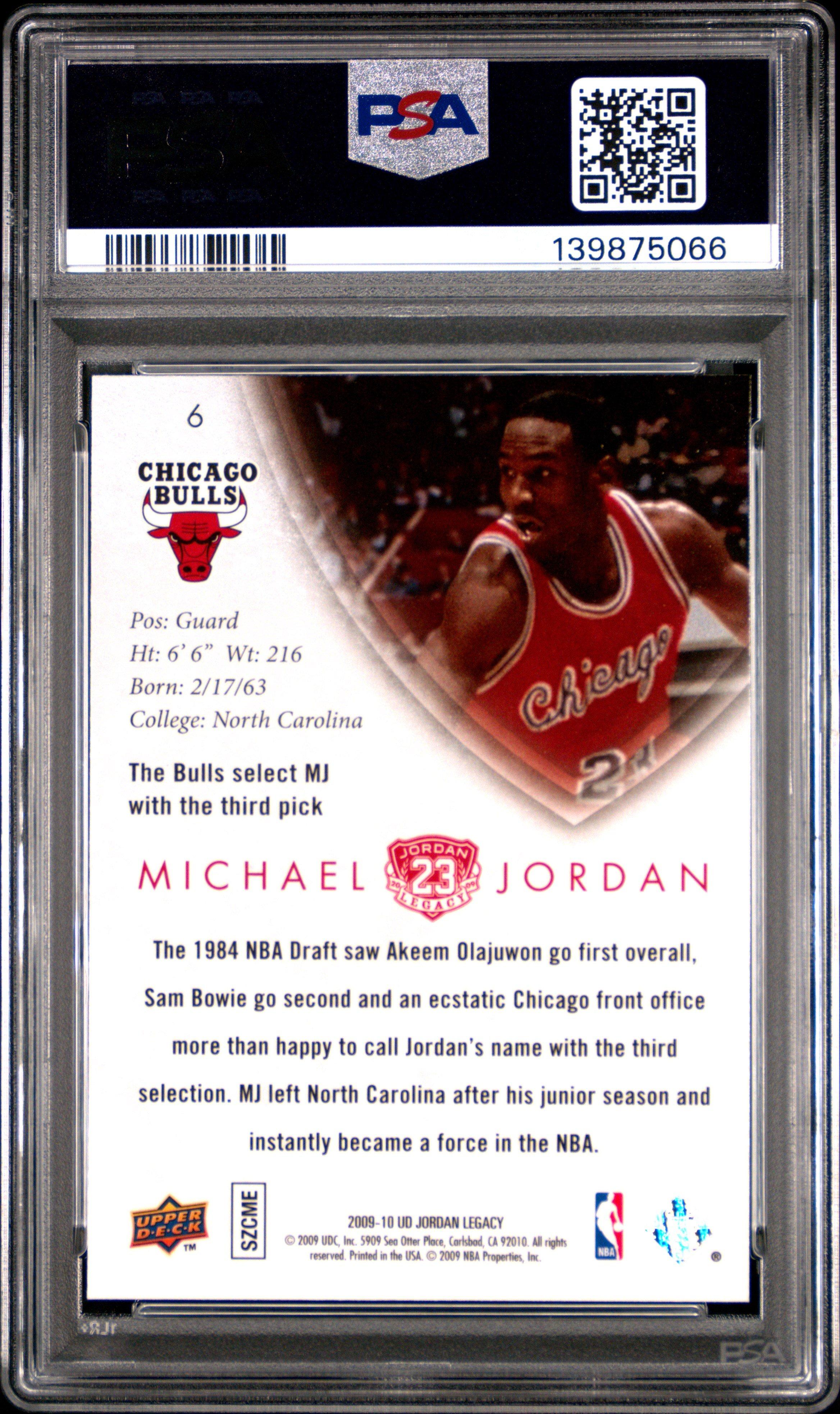 2009 Upper Deck Jordan Legacy Gold 6 Michael Jordan PSA 10 Graded