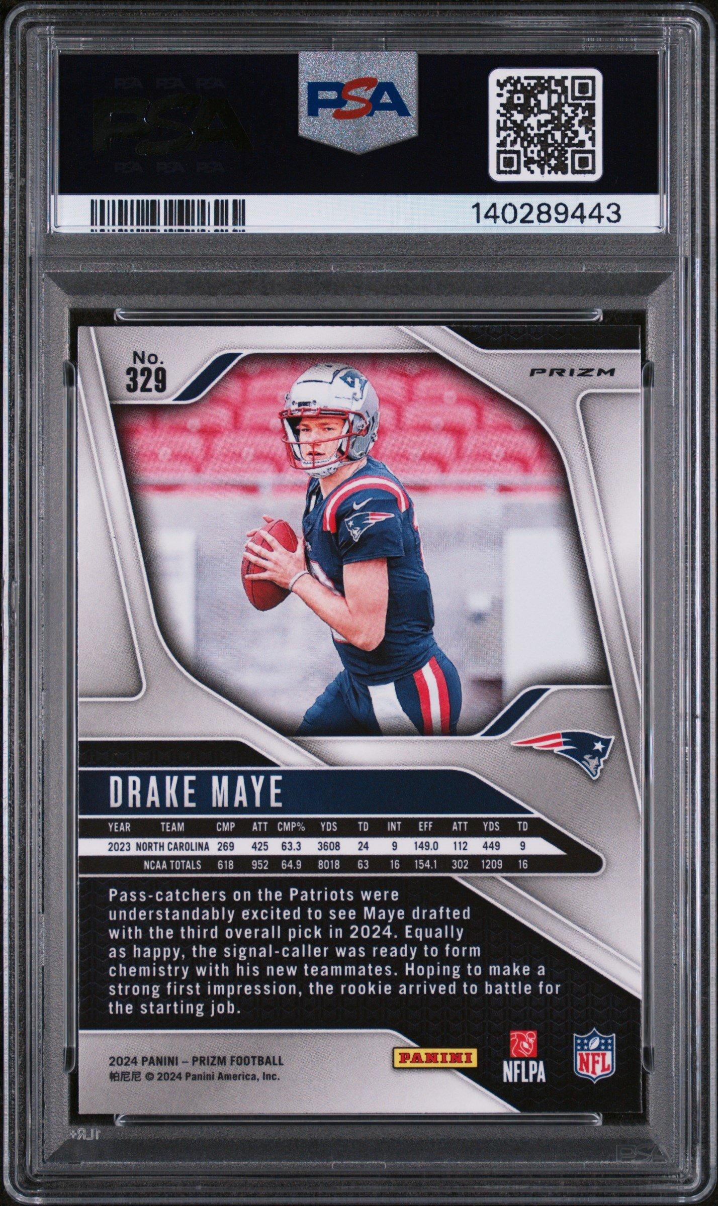 2024 Panini Prizm 329 Drake Maye Lazer Prizm PSA 9