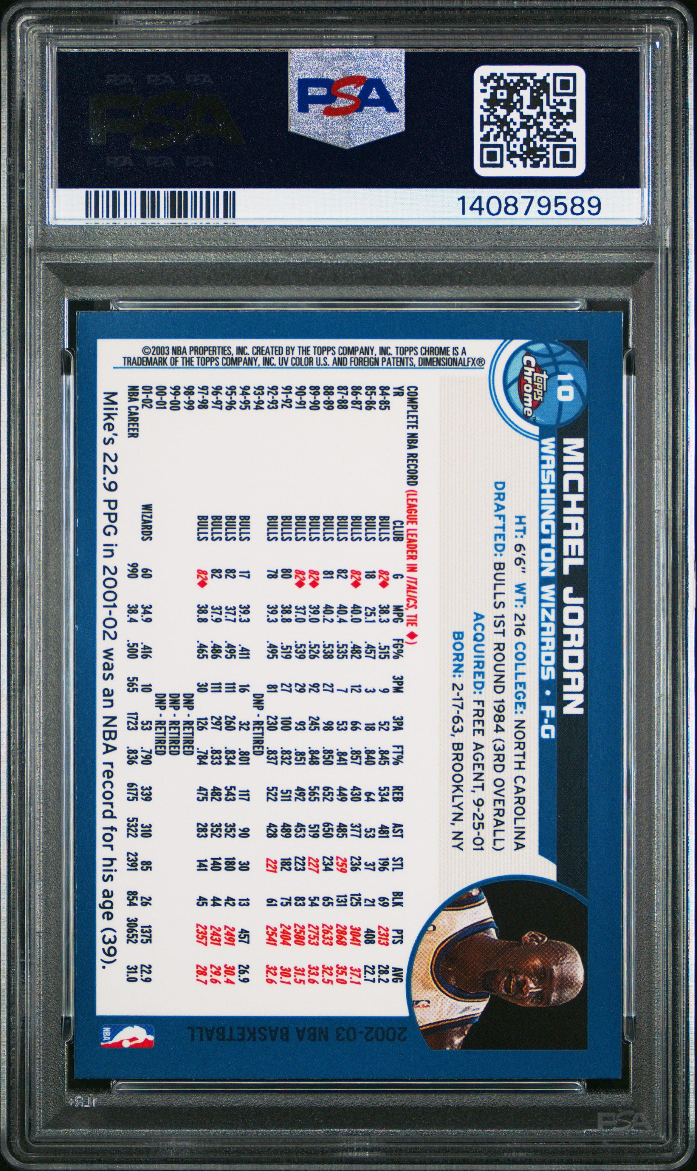 2002 Topps Chrome 10 Michael Jordan PSA 9