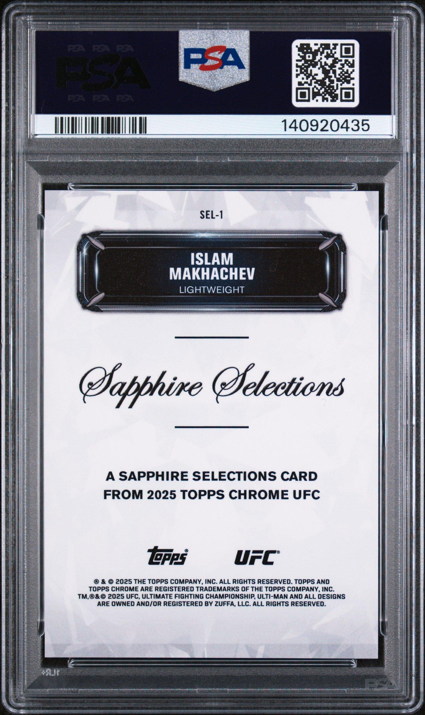 2025 Topps Chrome Sapphire Ufc Sapphire Selections Sel-1 Islam Makhachev PSA 9