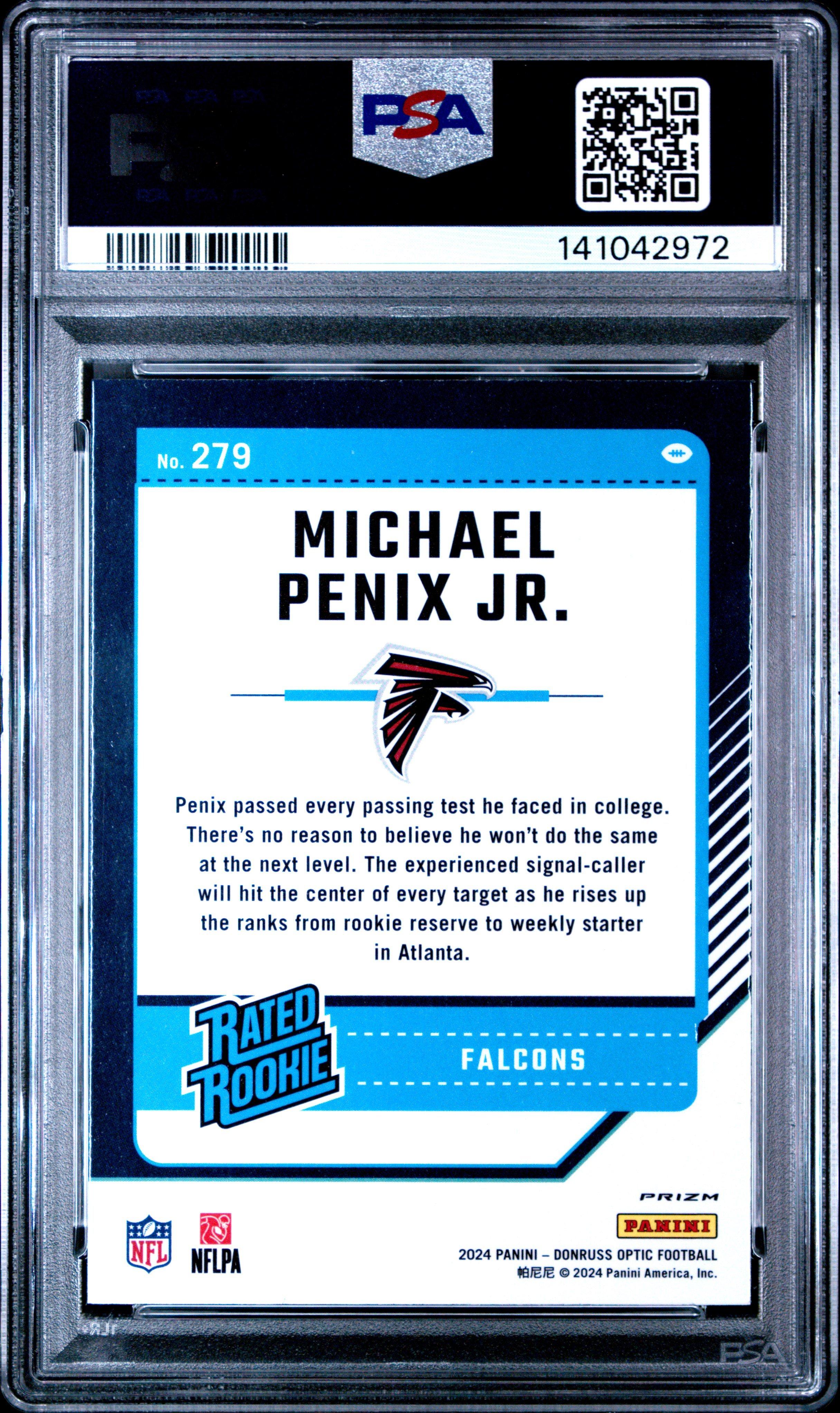 2024 Panini Donruss Optic 279 Michael Penix Jr. Blue Hyper PSA 10