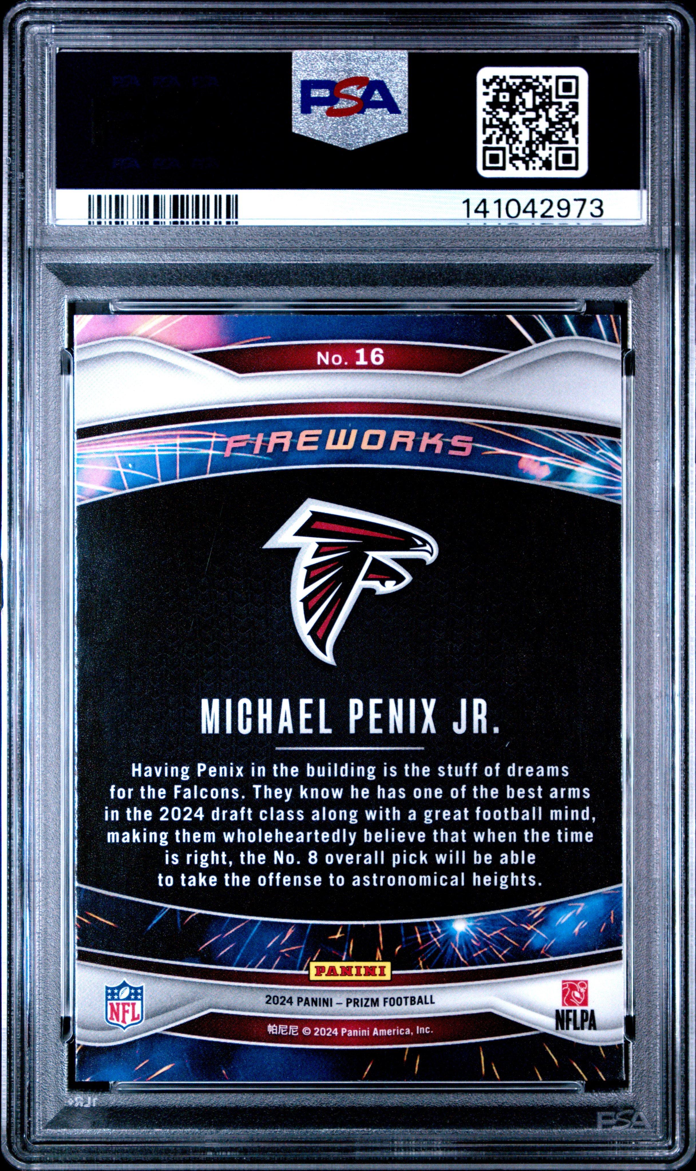 2024 Panini Prizm Fireworks 16 Michael Penix Jr. PSA 10