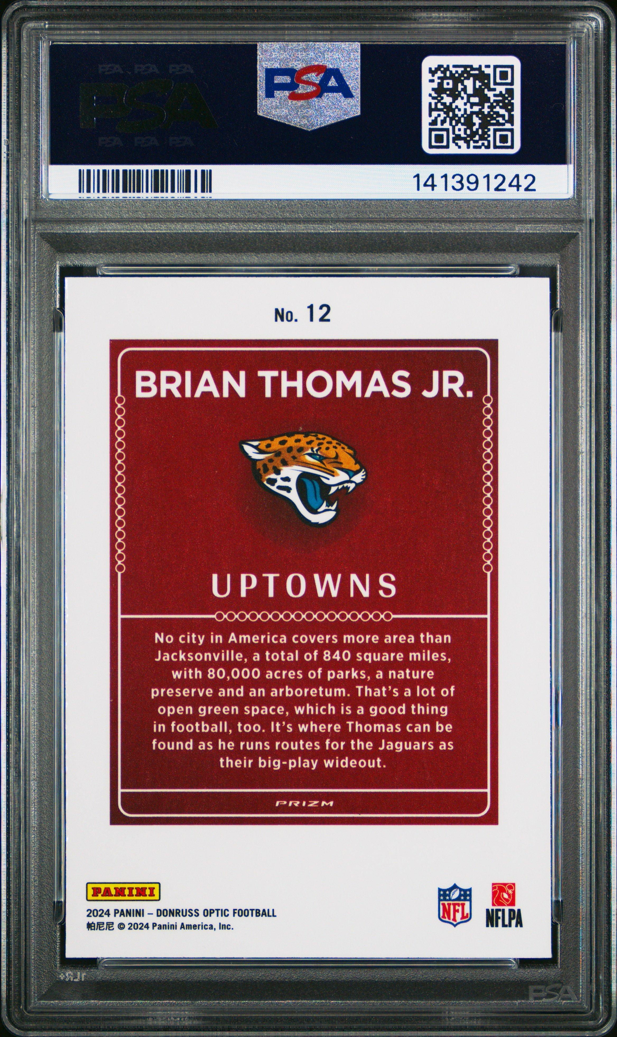 2024 Panini Donruss Optic Uptowns 12 Brian Thomas Jr. PSA 10