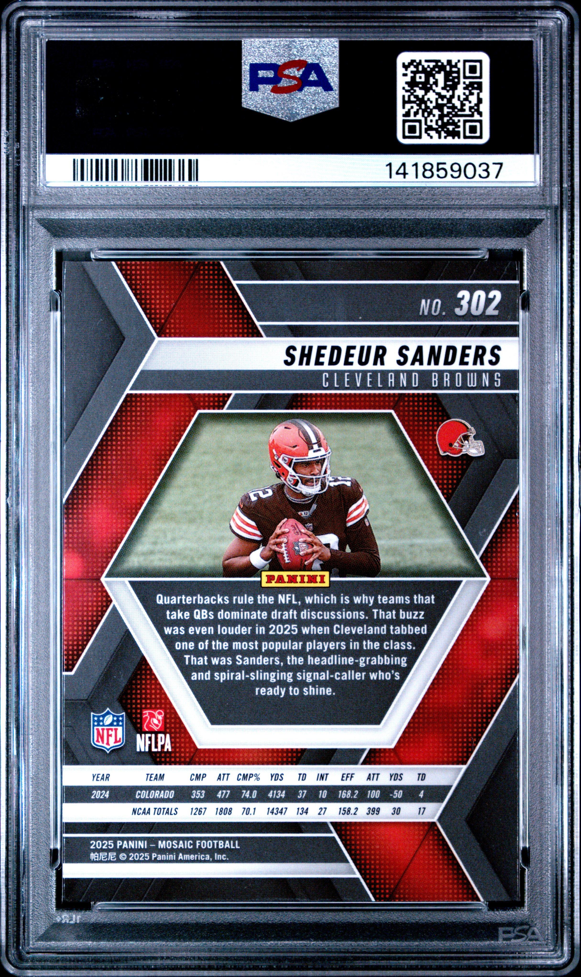2025 Panini Mosaic 302 Shedeur Sanders PSA 10