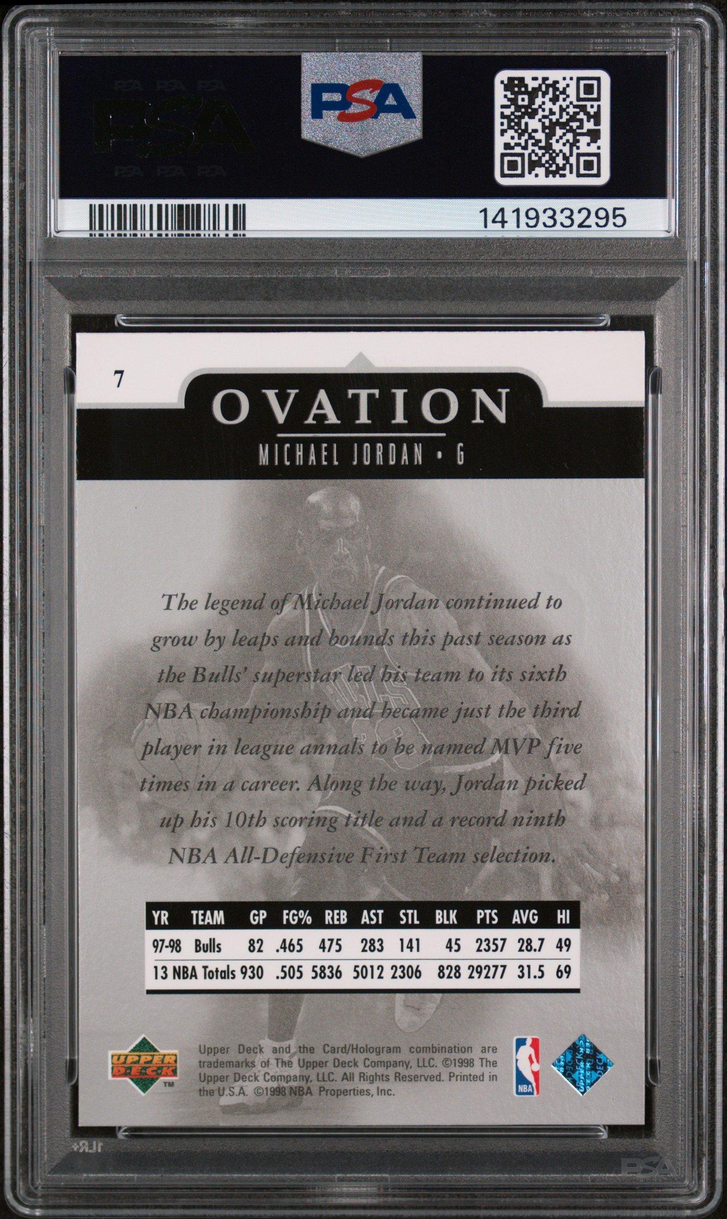 1998 Upper Deck Ovation 7 Michael Jordan PSA 9