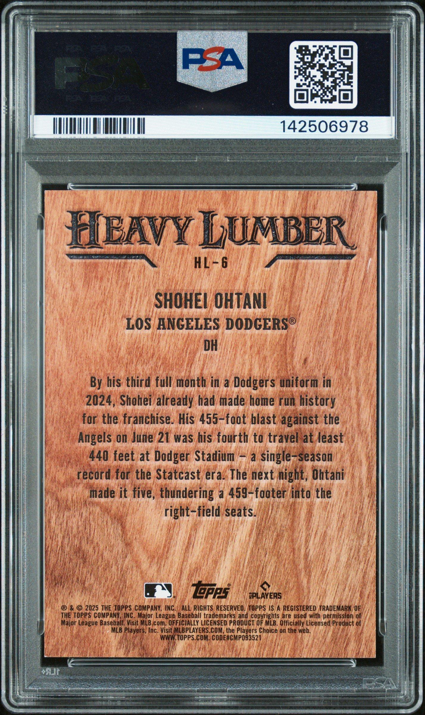 2025 Topps Heavy Lumber Hl6 Shohei Ohtani PSA 9 Graded Card | GameStop