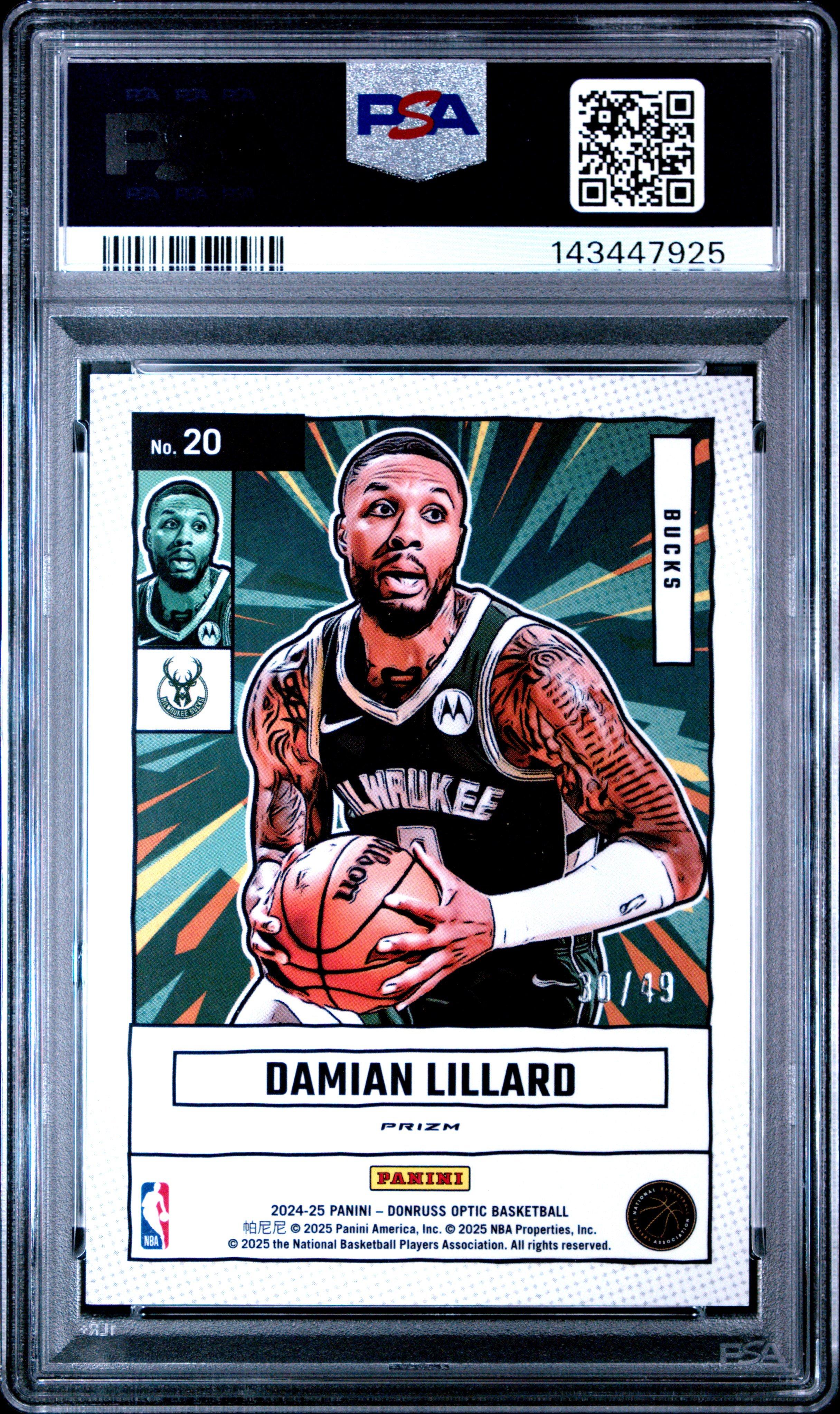 2024 Panini Donruss Optic Net Marvels 20 Damian Lillard Blue PSA 