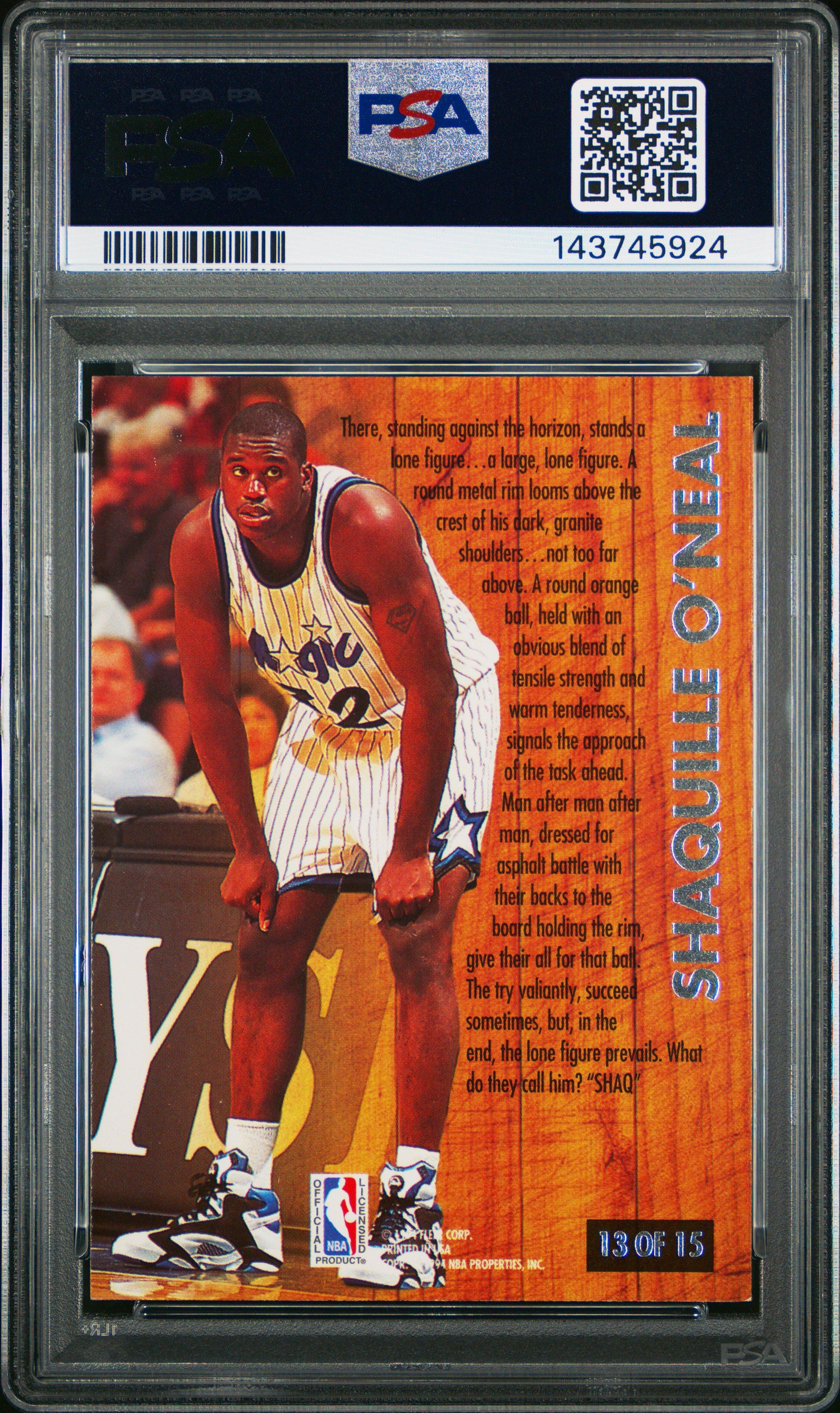 1993 Ultra Famous Nicknames 13 Shaquille O'neal PSA 8 Graded Card