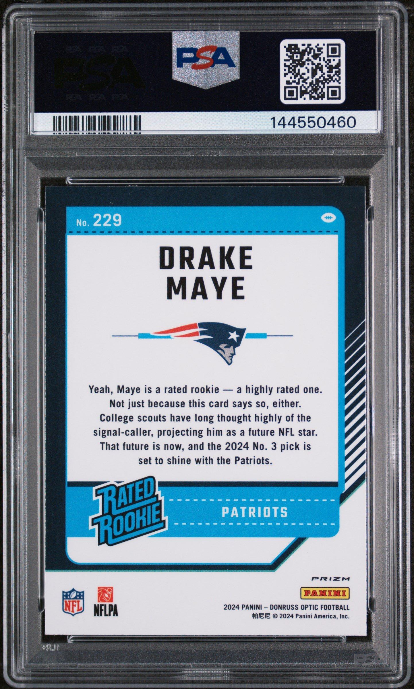 2024 Panini Donruss Optic 229 Drake Maye Pink PSA 9