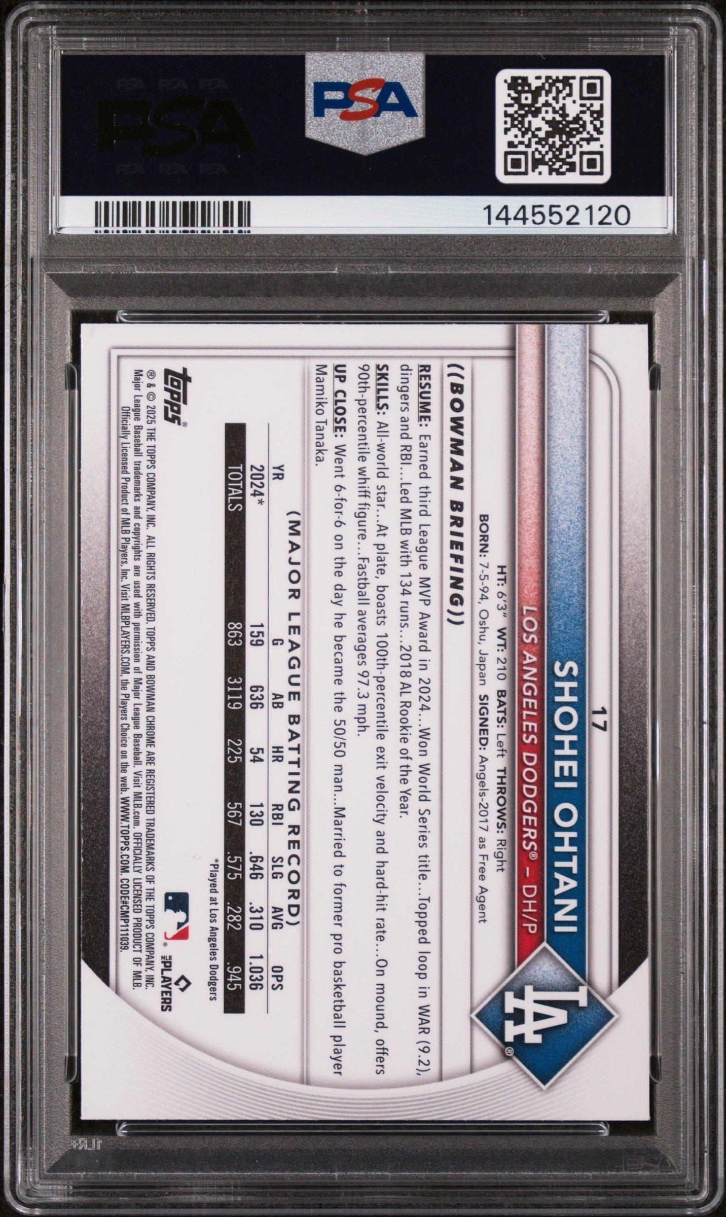 2025 Bowman Chrome Mega Box 17 Shohei Ohtani PSA 9