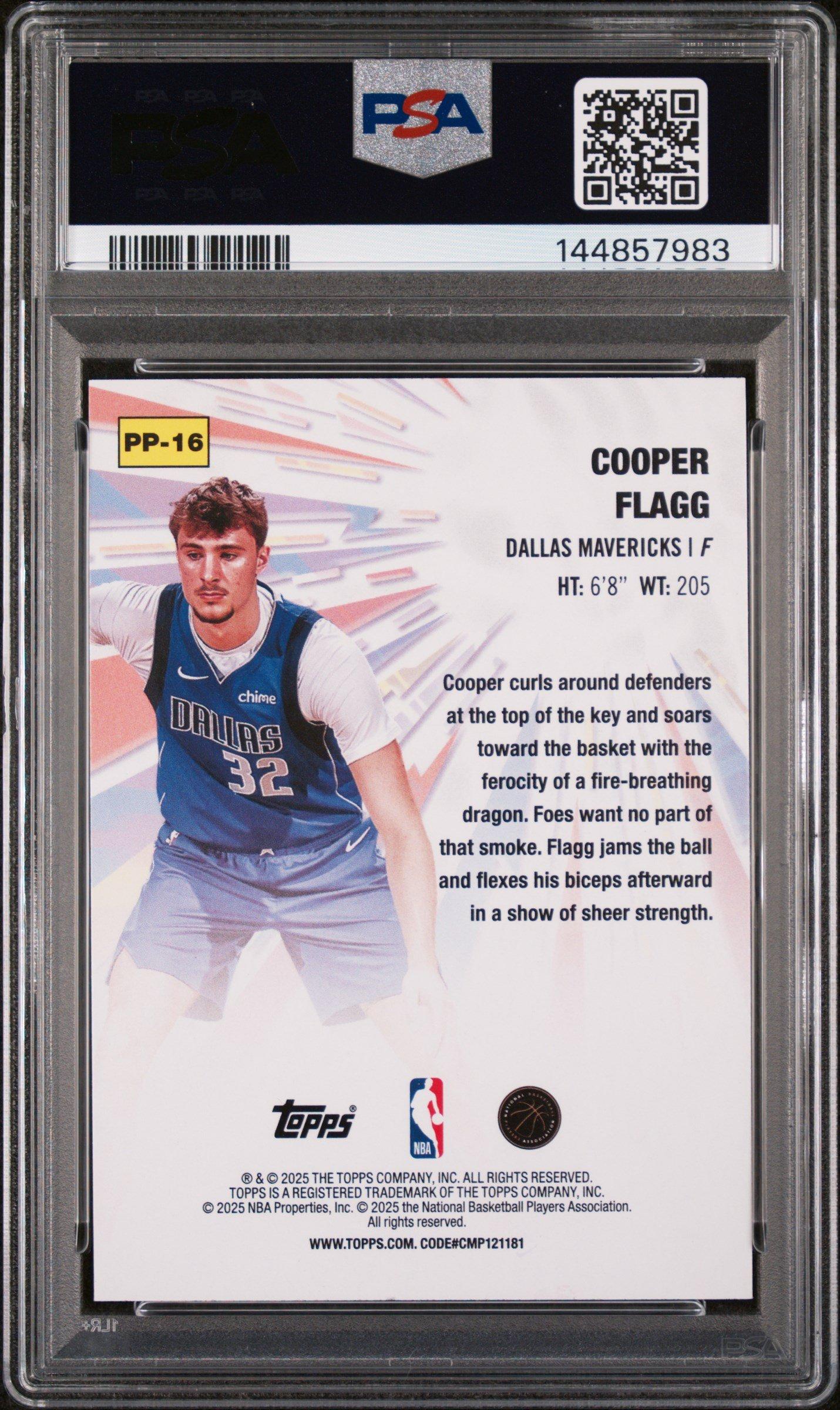 2025 Topps Power Players Pp-16 Cooper Flagg PSA 10